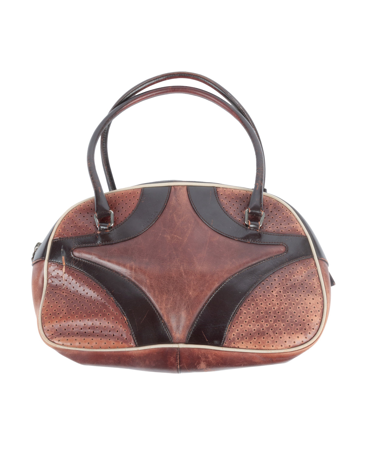 SS2000 Brown Vitello Drive Bowling Hand Bag