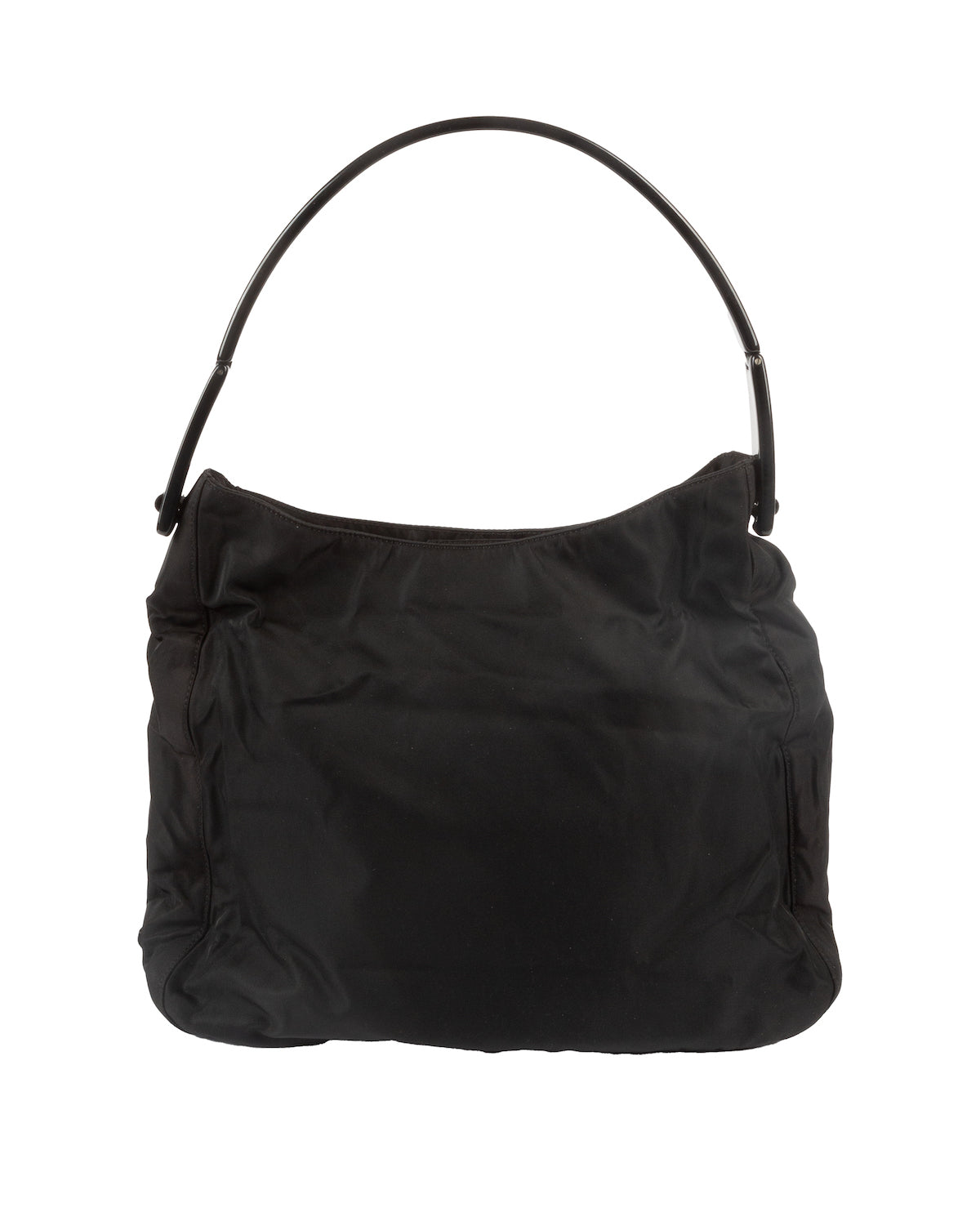 SS1998 Black Acrylic Handle Nylon Shoulder Bag