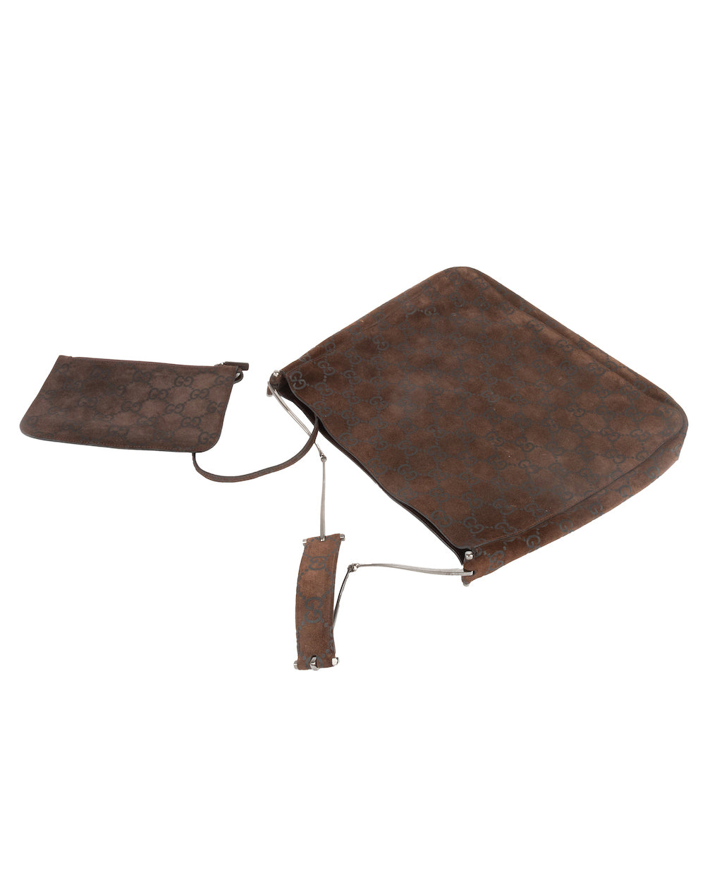 FW1997 GG Monogram Suede Shoulder Bag