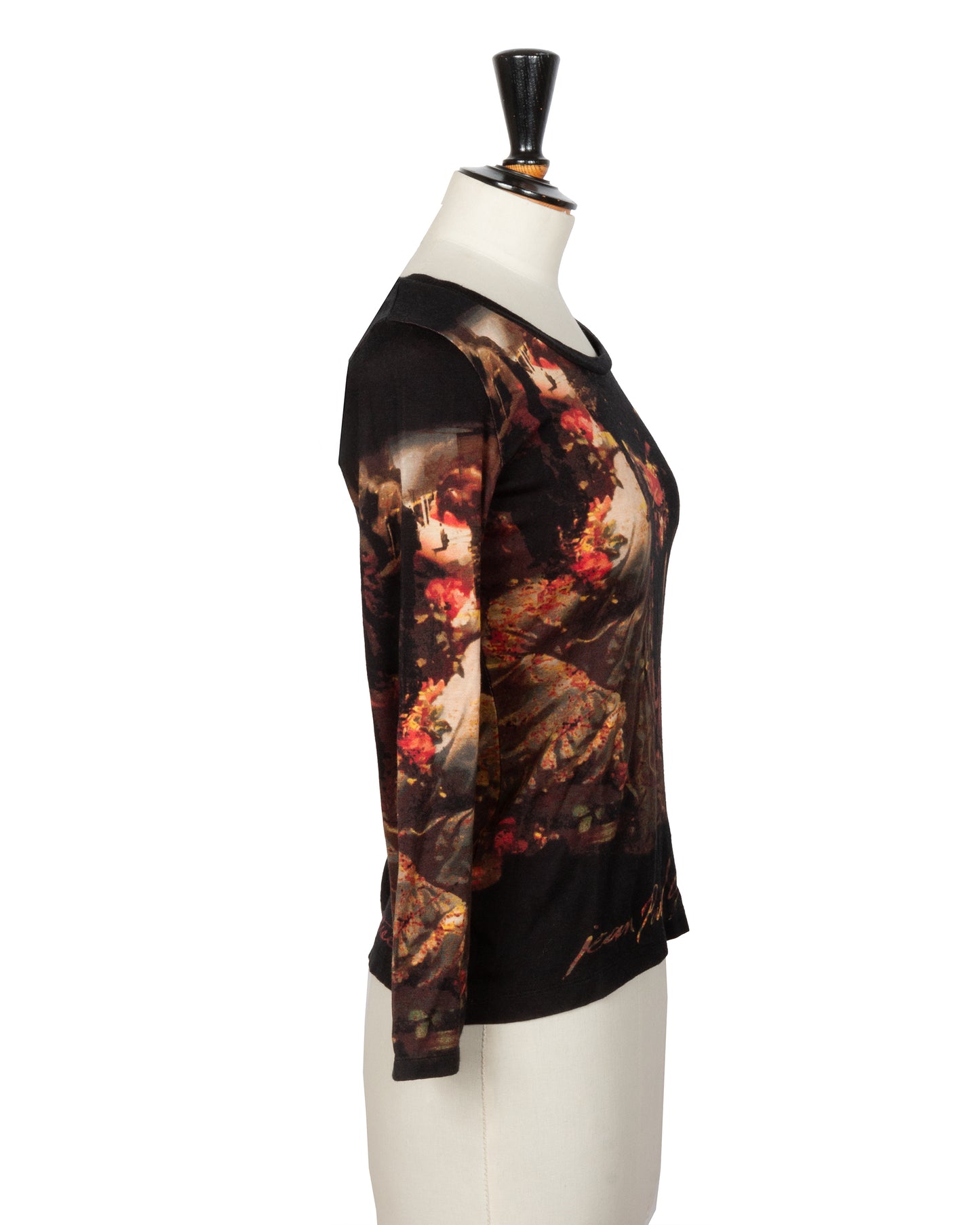 Black Painterly Print Long-Sleeve Top