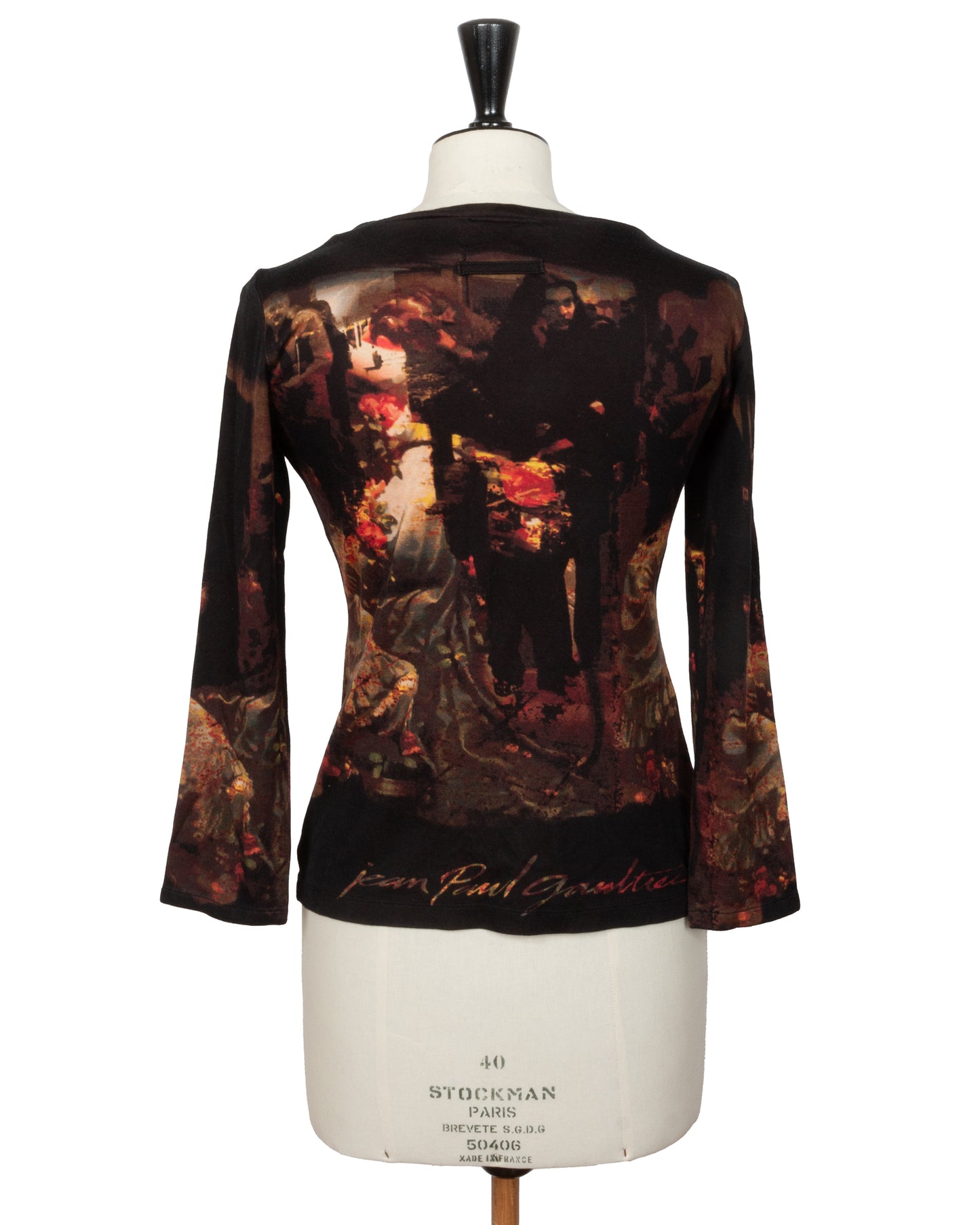 Black Painterly Print Long-Sleeve Top