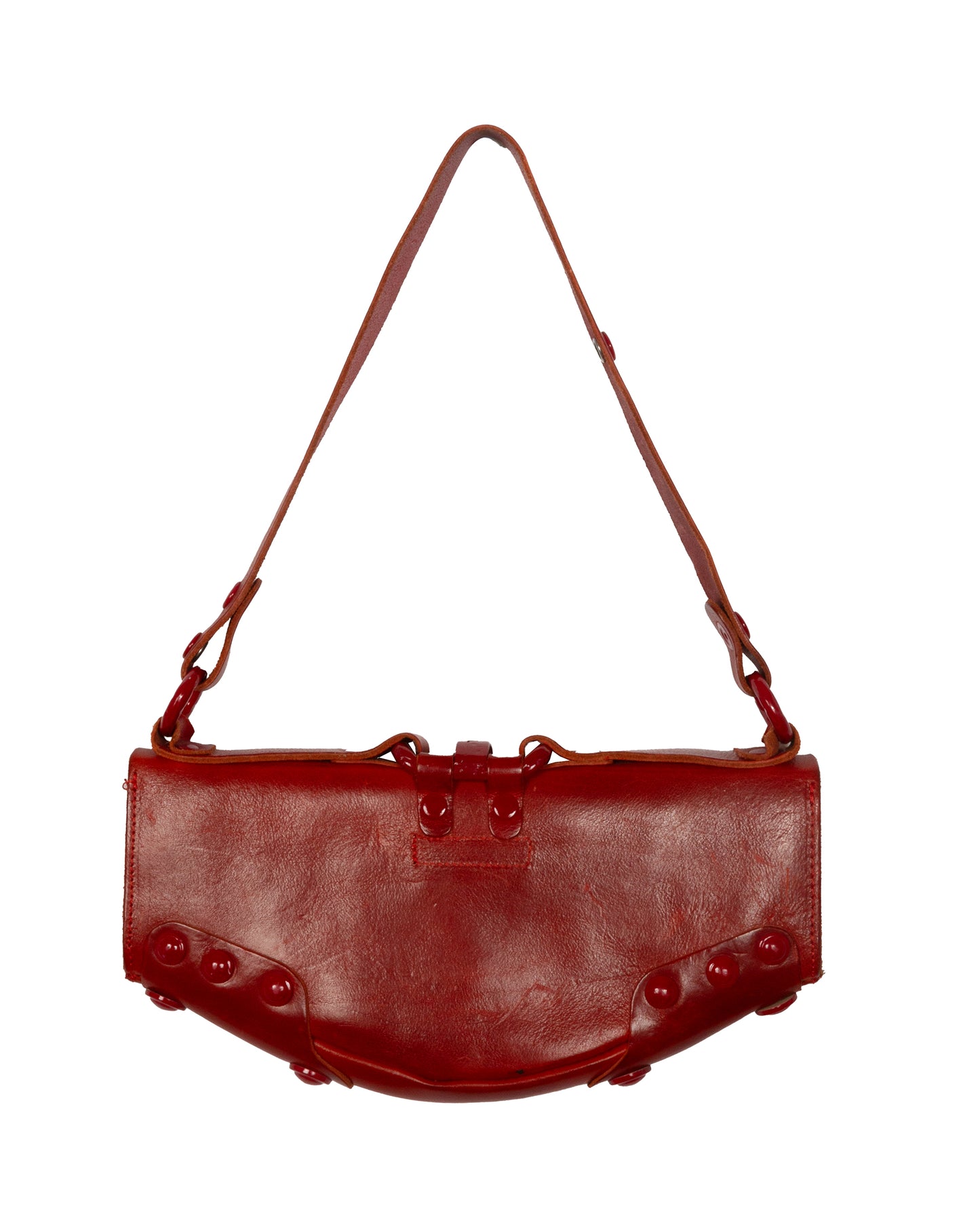 Red Distressed Leather Shoulder Bag