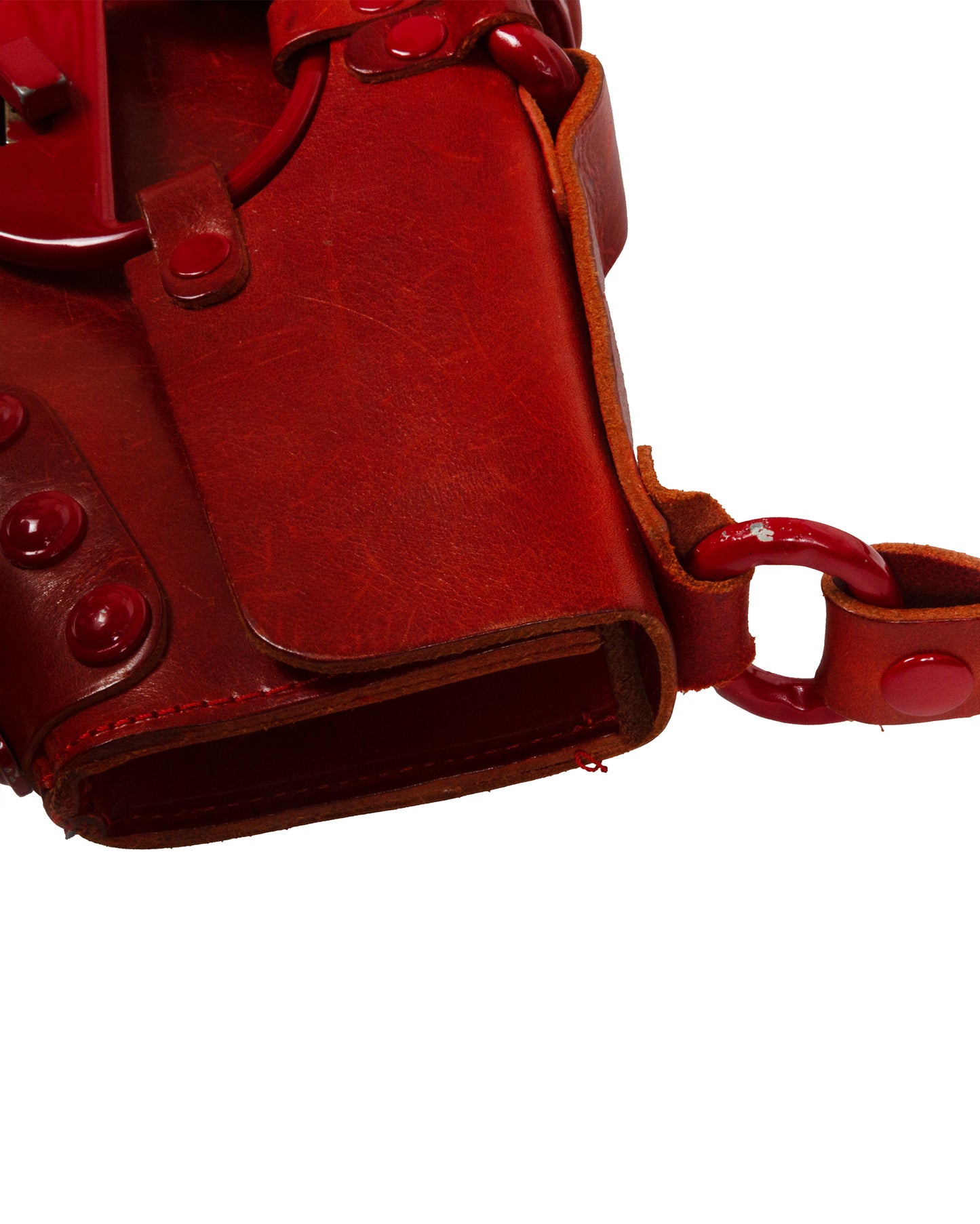 Red Distressed Leather Shoulder Bag