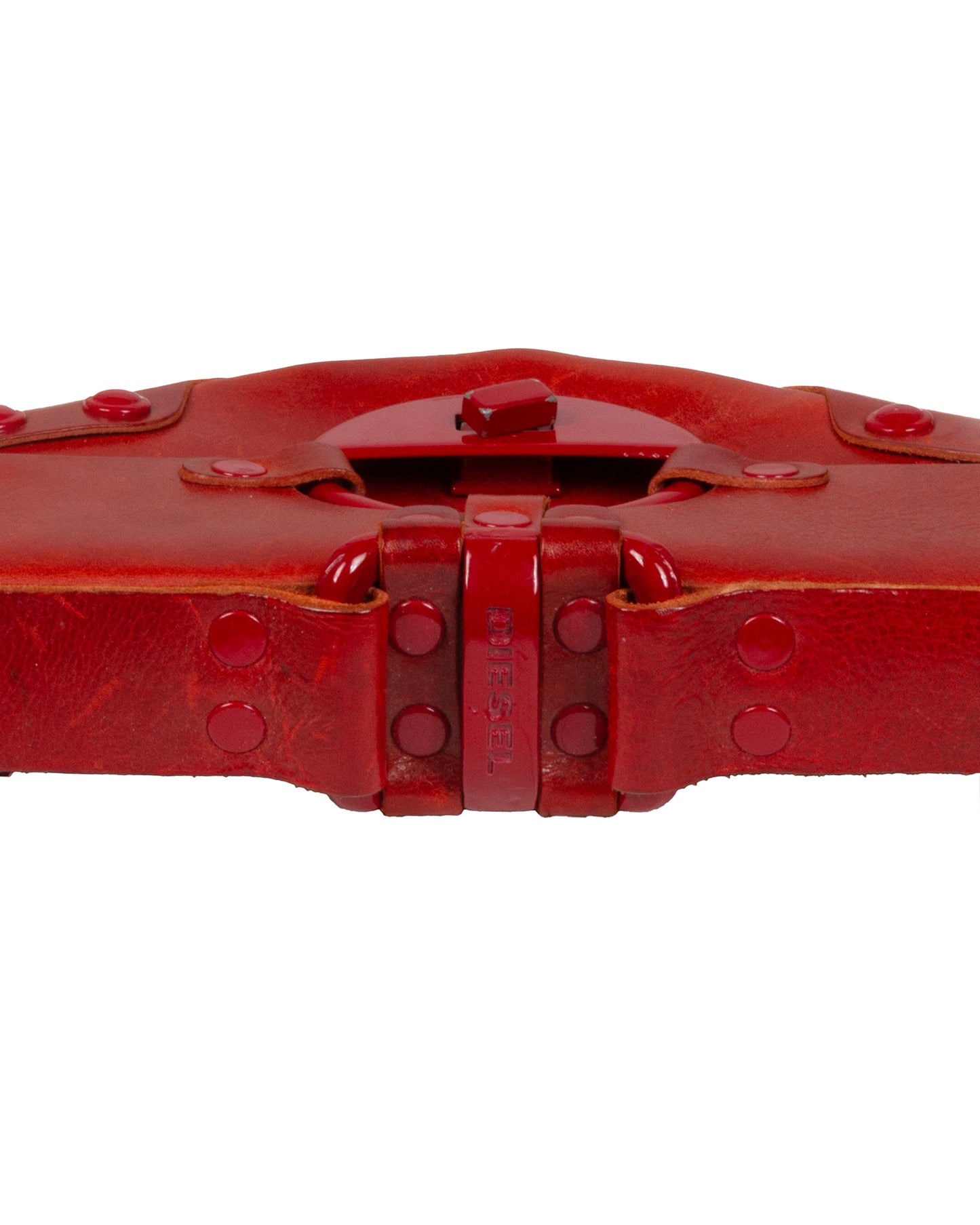 Red Distressed Leather Shoulder Bag