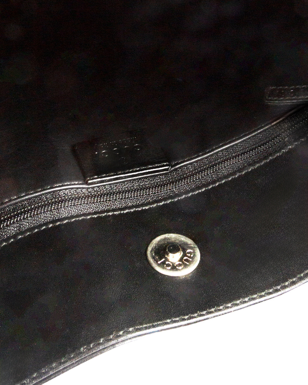 Black Leather Shoulder Bag with Silver Accents