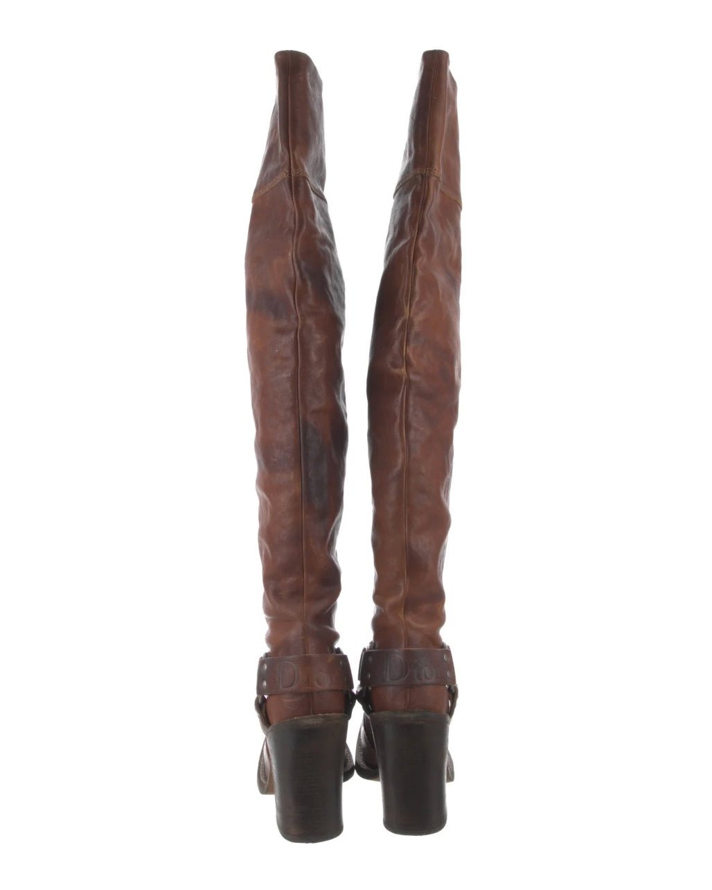 SS2006 Brown Leather Thigh High Cowboy Boots