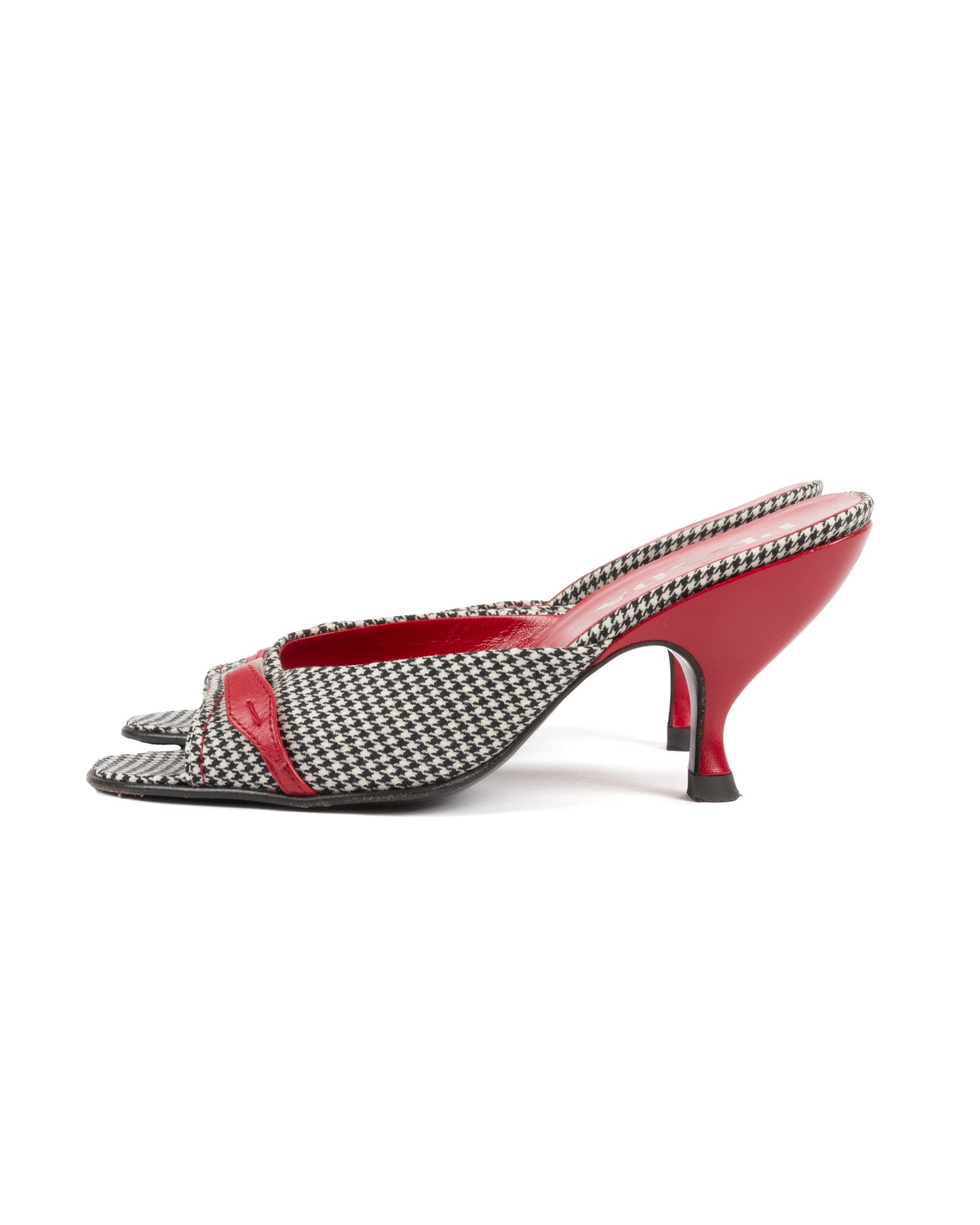 Houndstooth Kitten Heel Mules