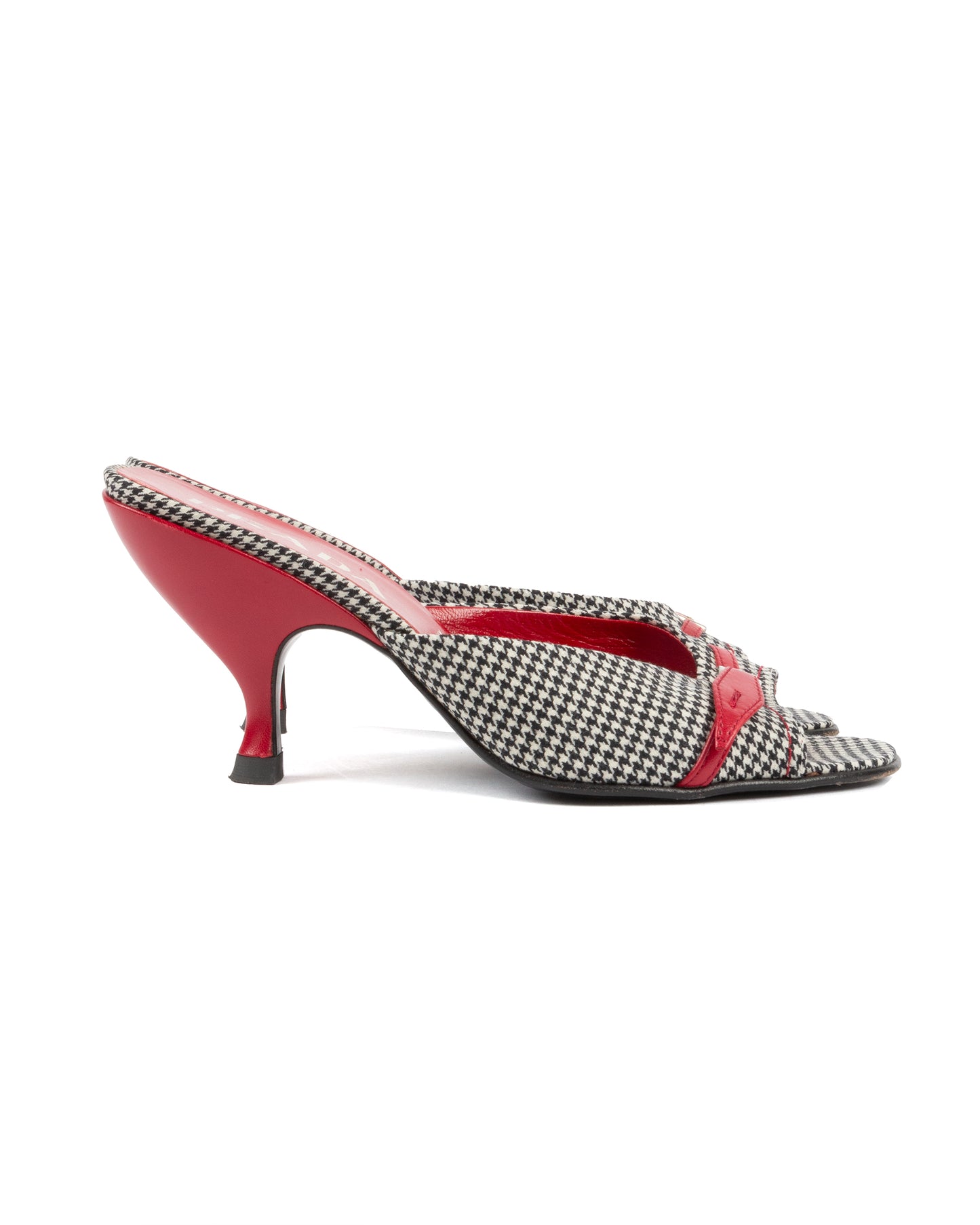 Houndstooth Kitten Heel Mules