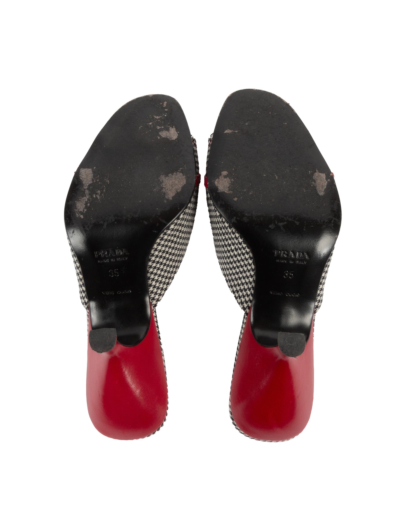 Houndstooth Kitten Heel Mules