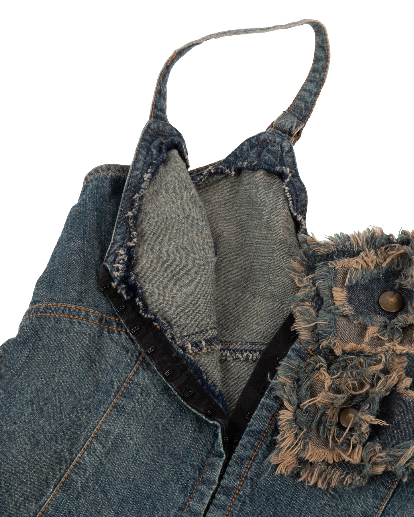 Distressed Denim Floral Corset Top