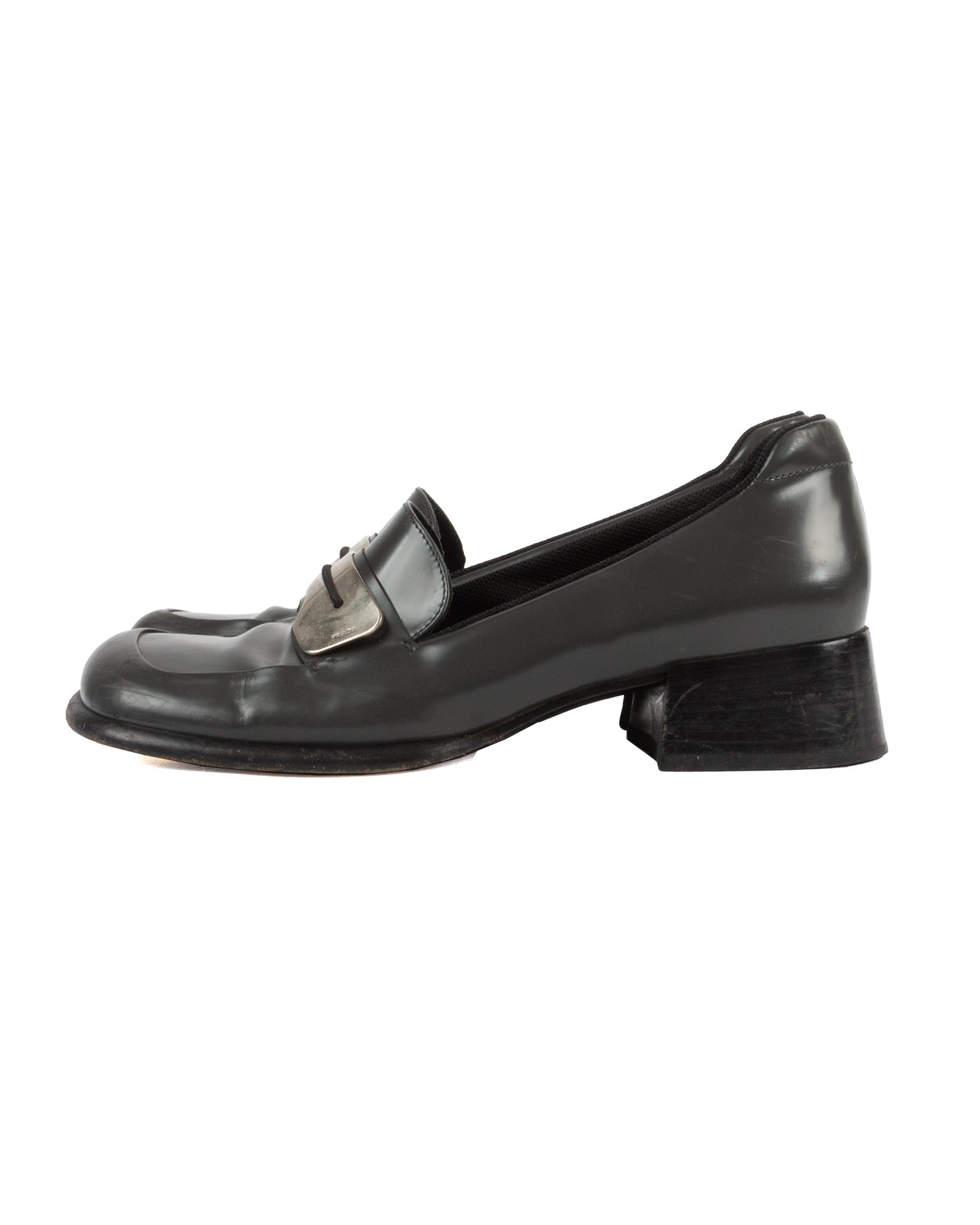 Black Metal Detail Loafers