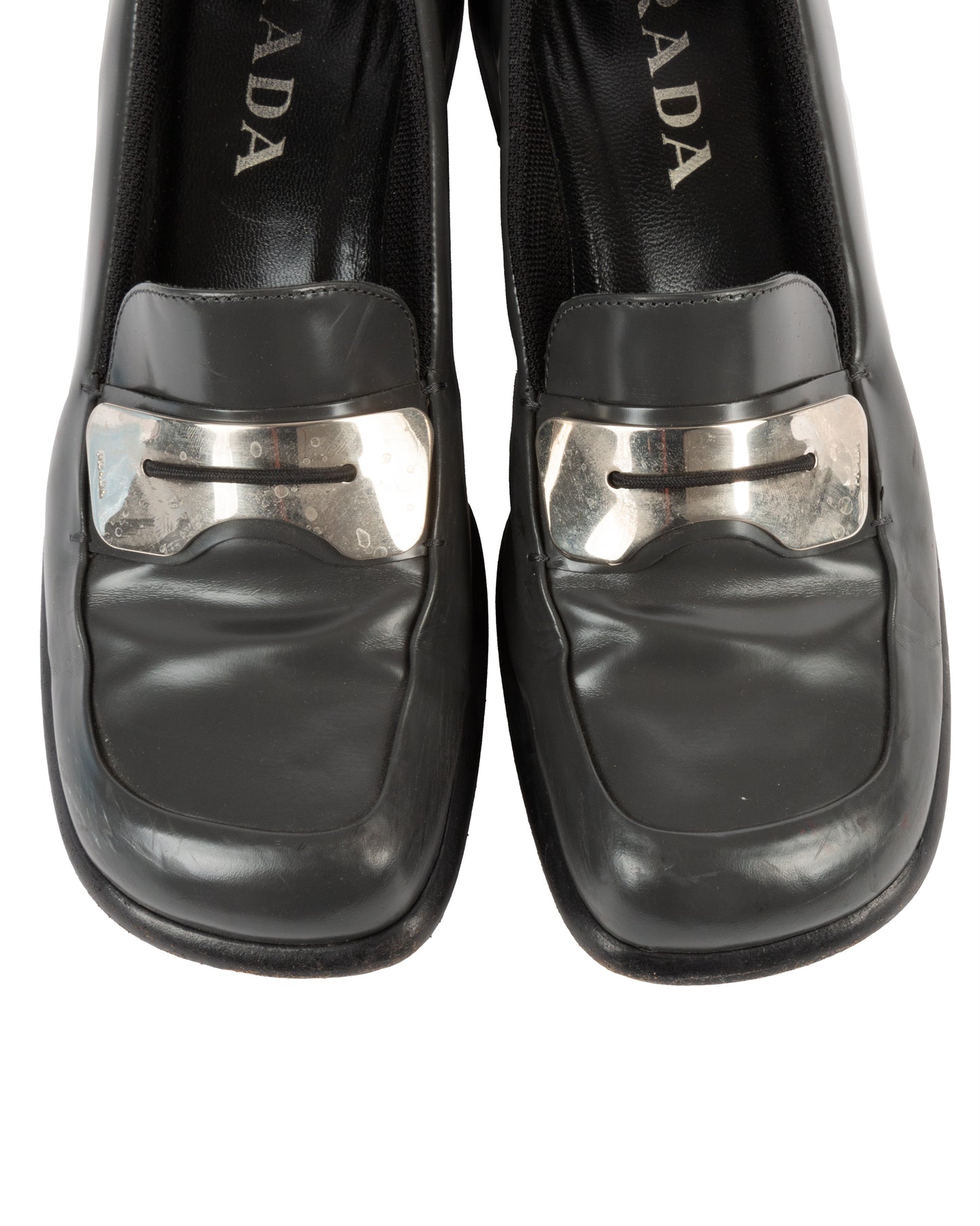 Black Metal Detail Loafers