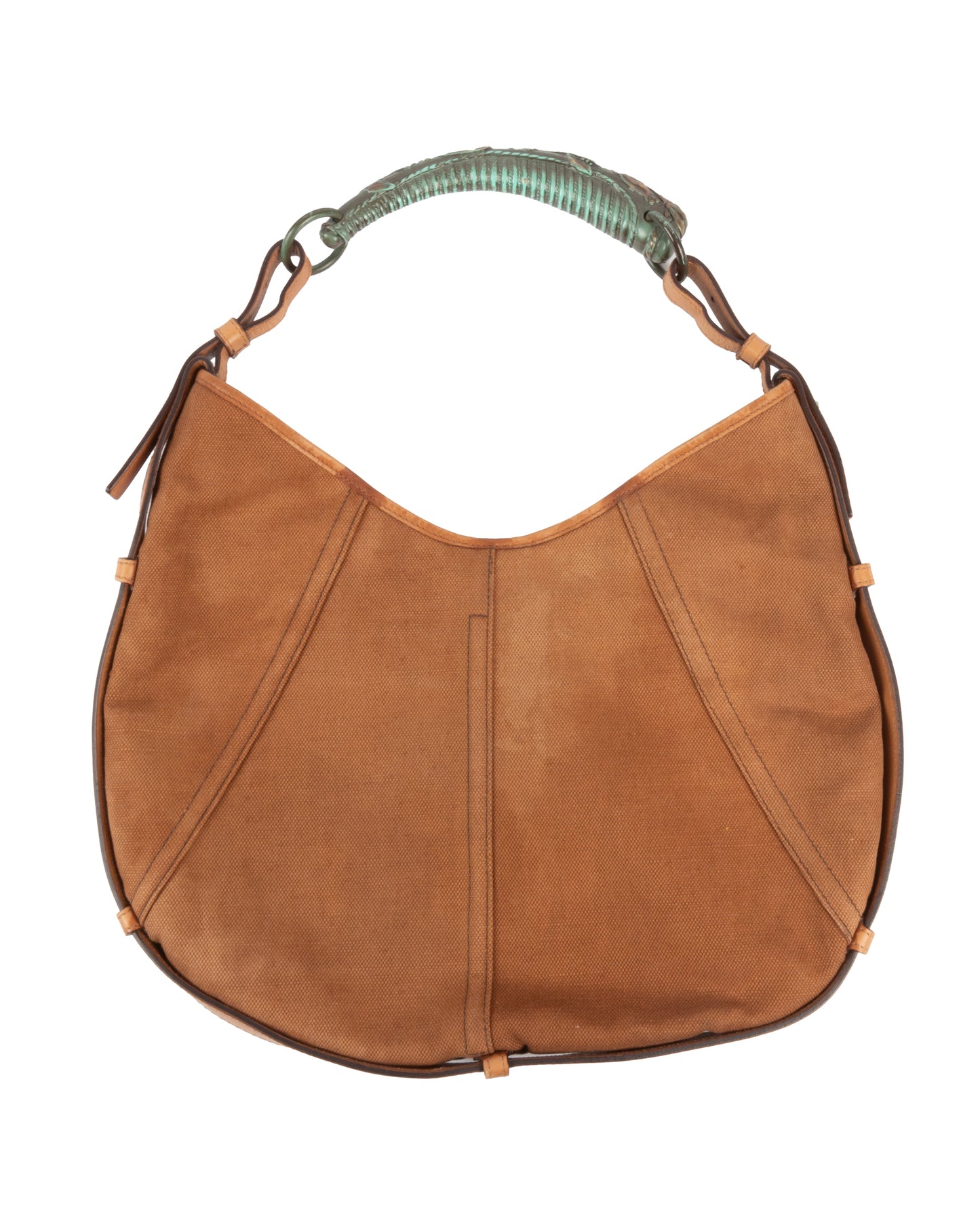 Brown Canvas Mombasa Bag with Metal Handle