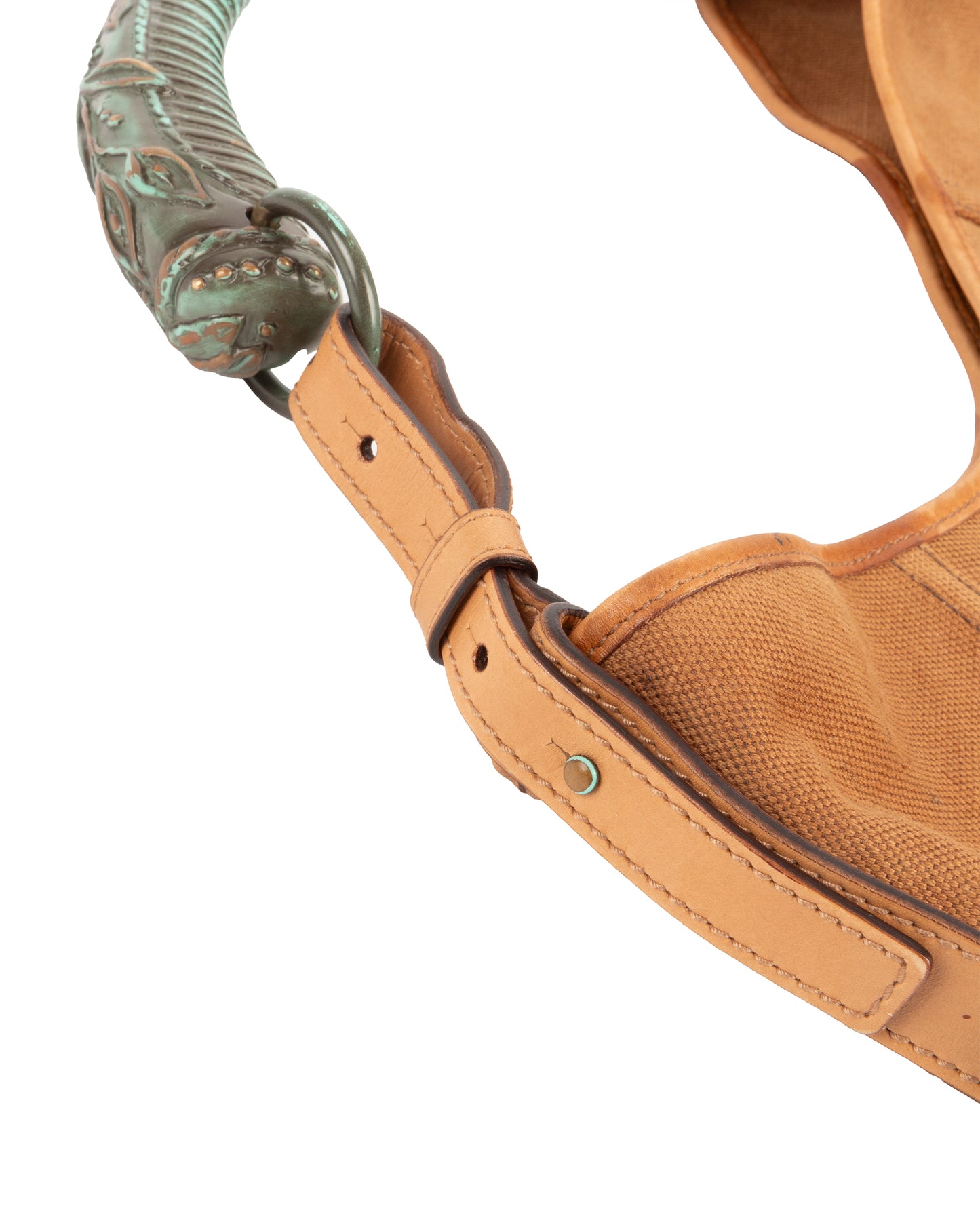 Brown Canvas Mombasa Bag with Metal Handle