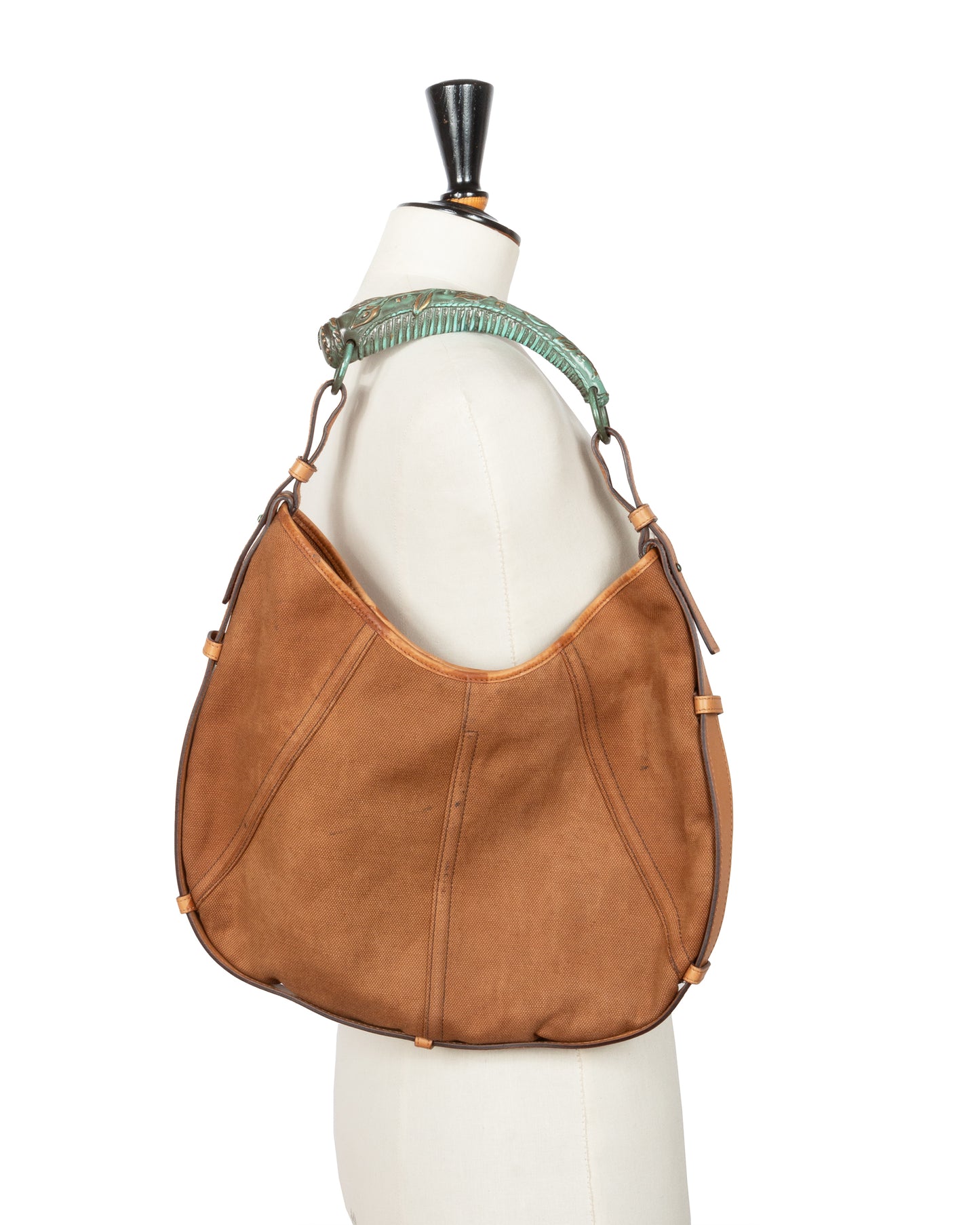 Brown Canvas Mombasa Bag with Metal Handle