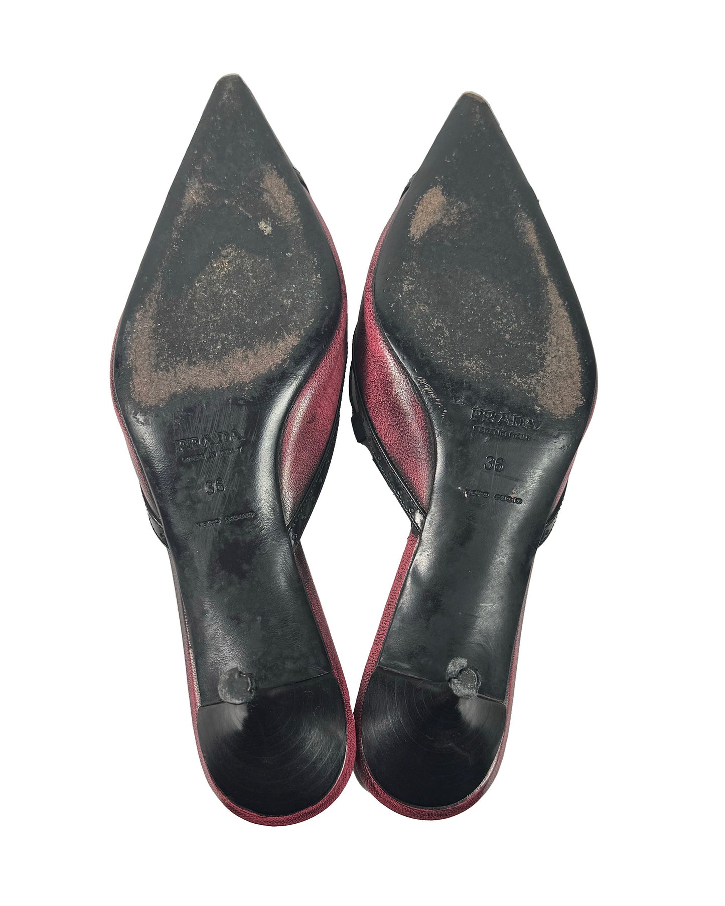 Early 2000s Burgundy Buckled Mules - 36