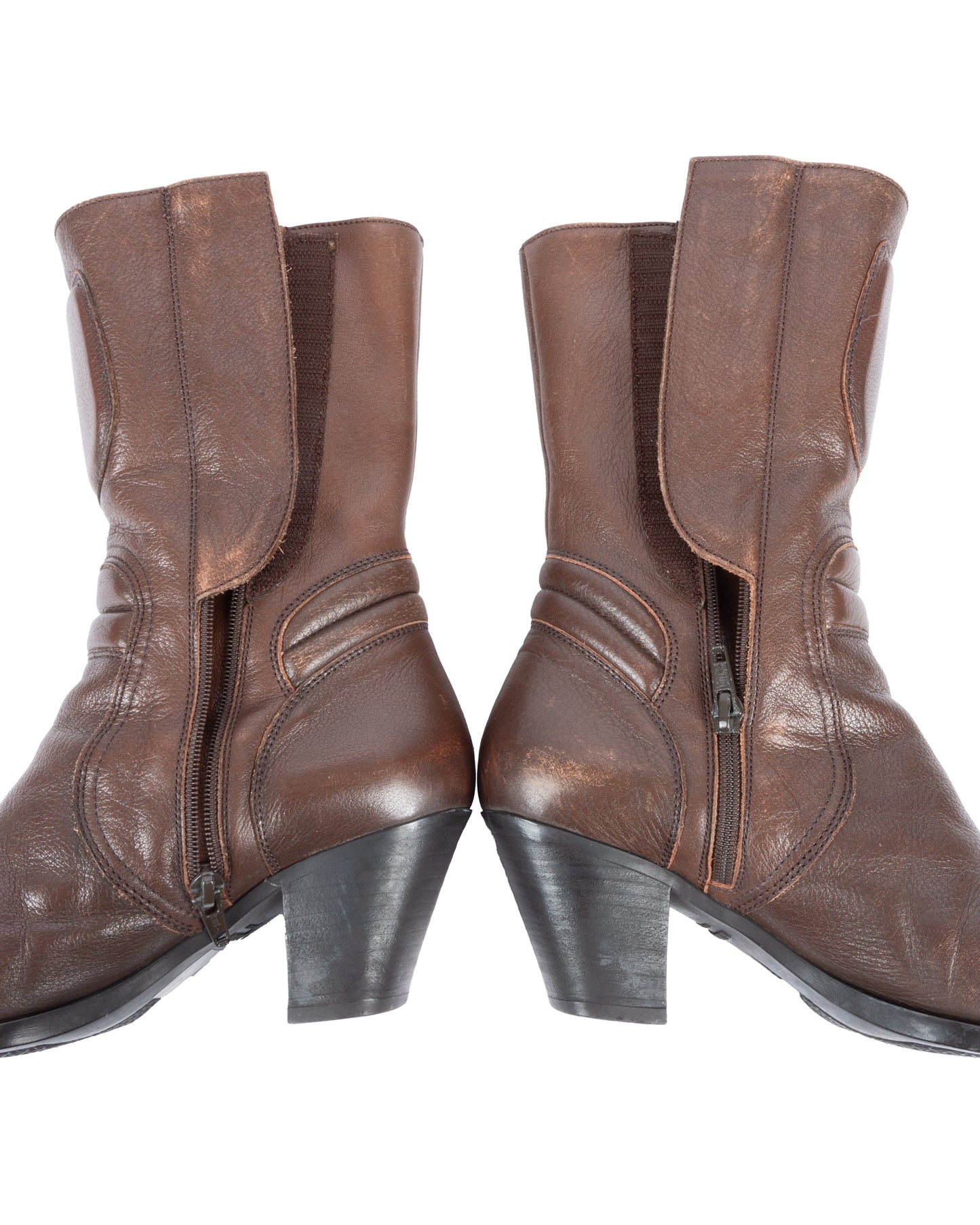 Brown Leather Moto Boots