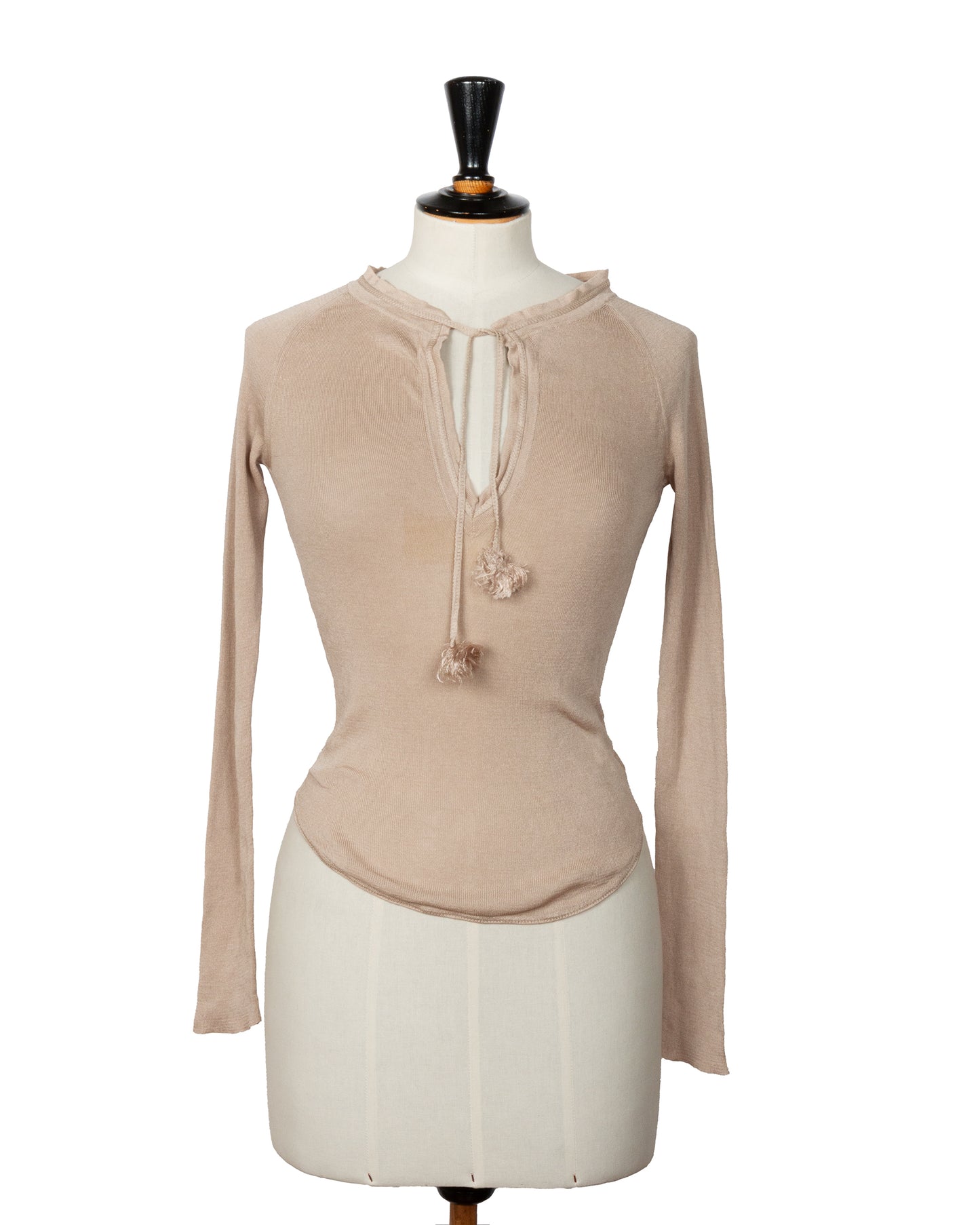 Beige Silk Tassel Top