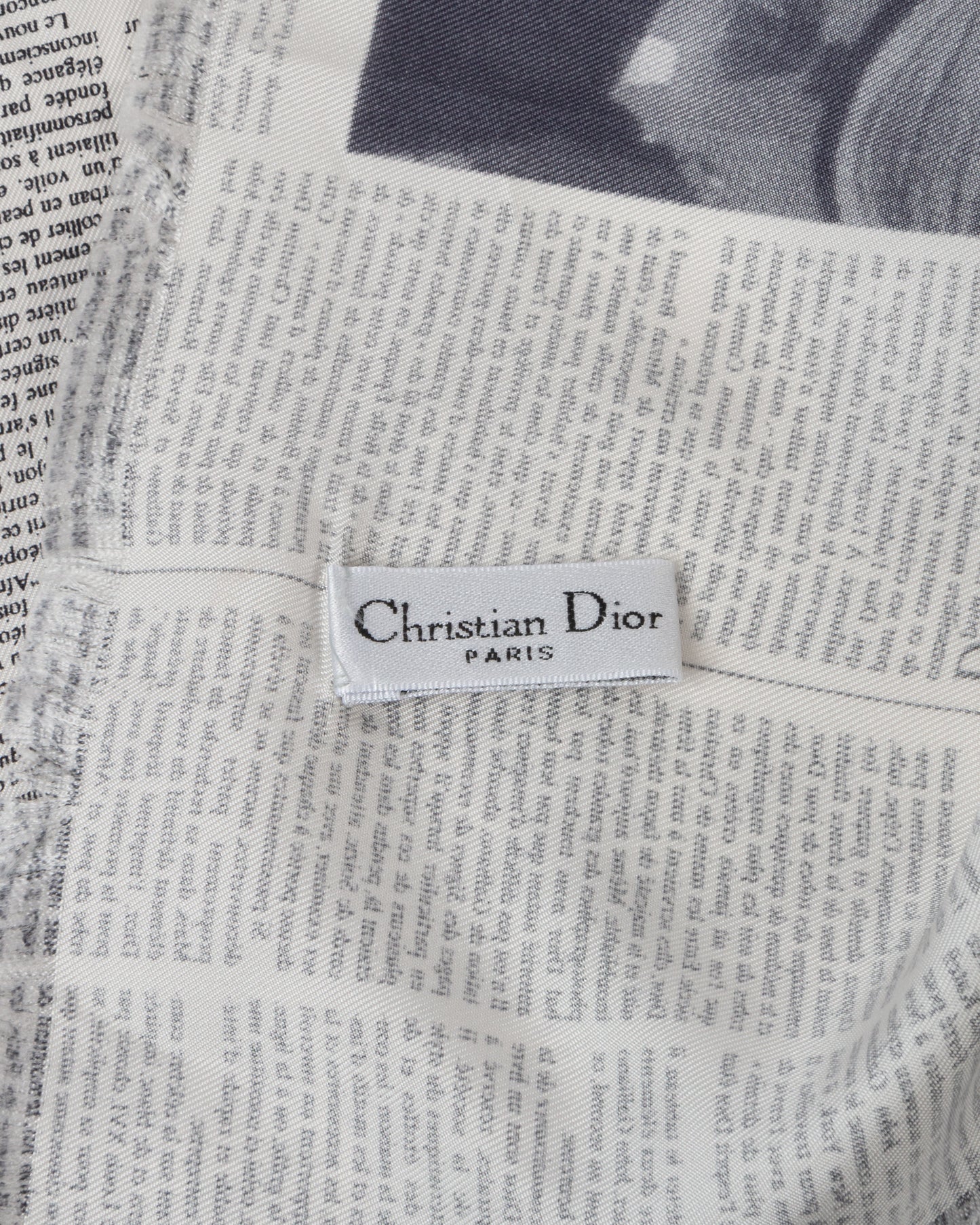 FW2000 Christian Dior Daily Newspaper Print Silk Scarf