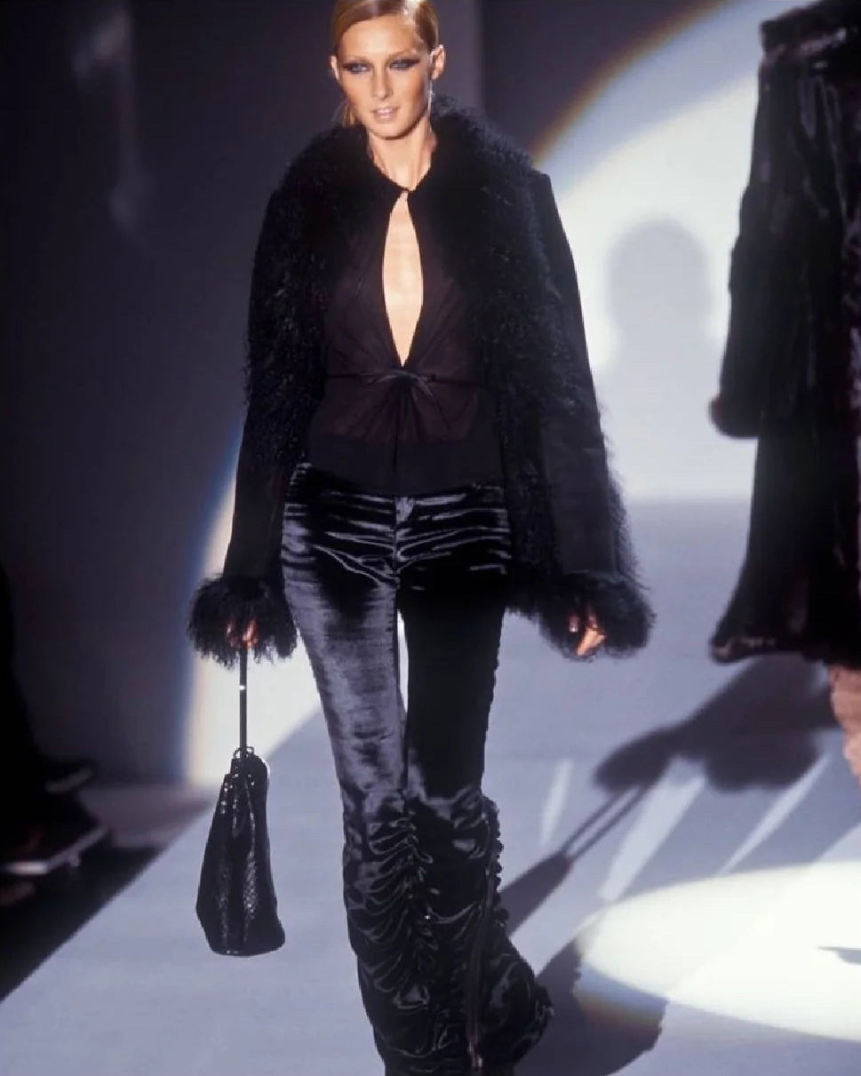 FW1999 Black Suede Curtain Bag