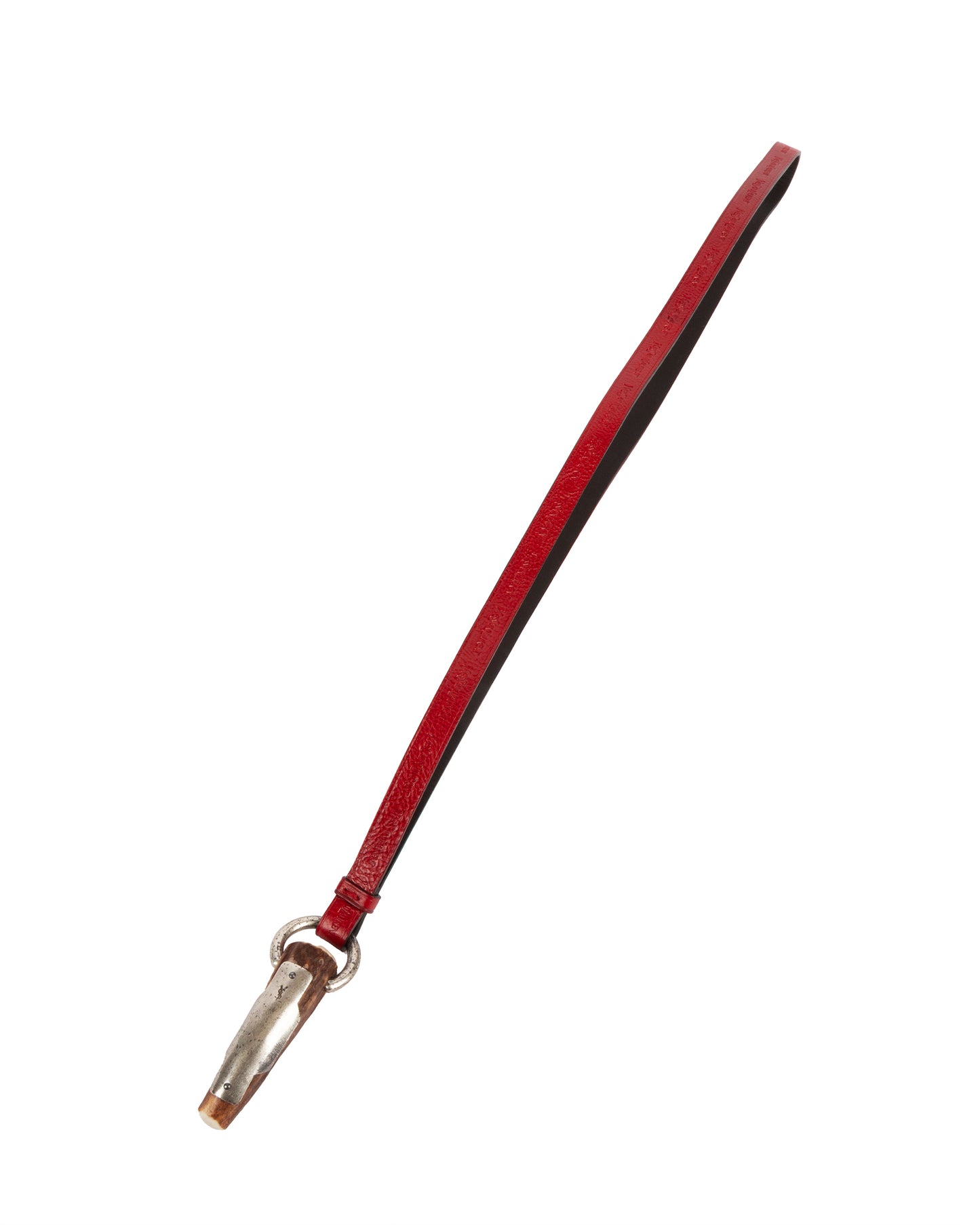 Red Mombasa Leather and Horn Pendant Necklace
