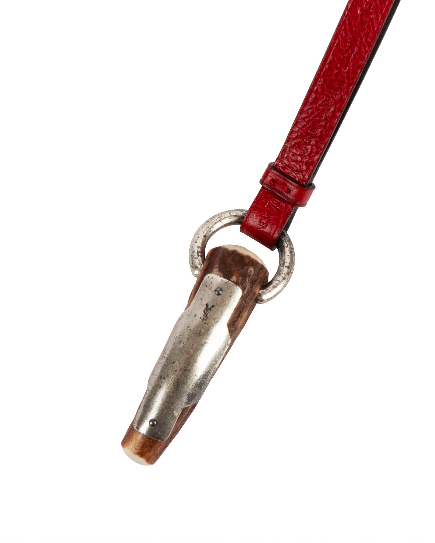 Red Mombasa Leather and Horn Pendant Necklace