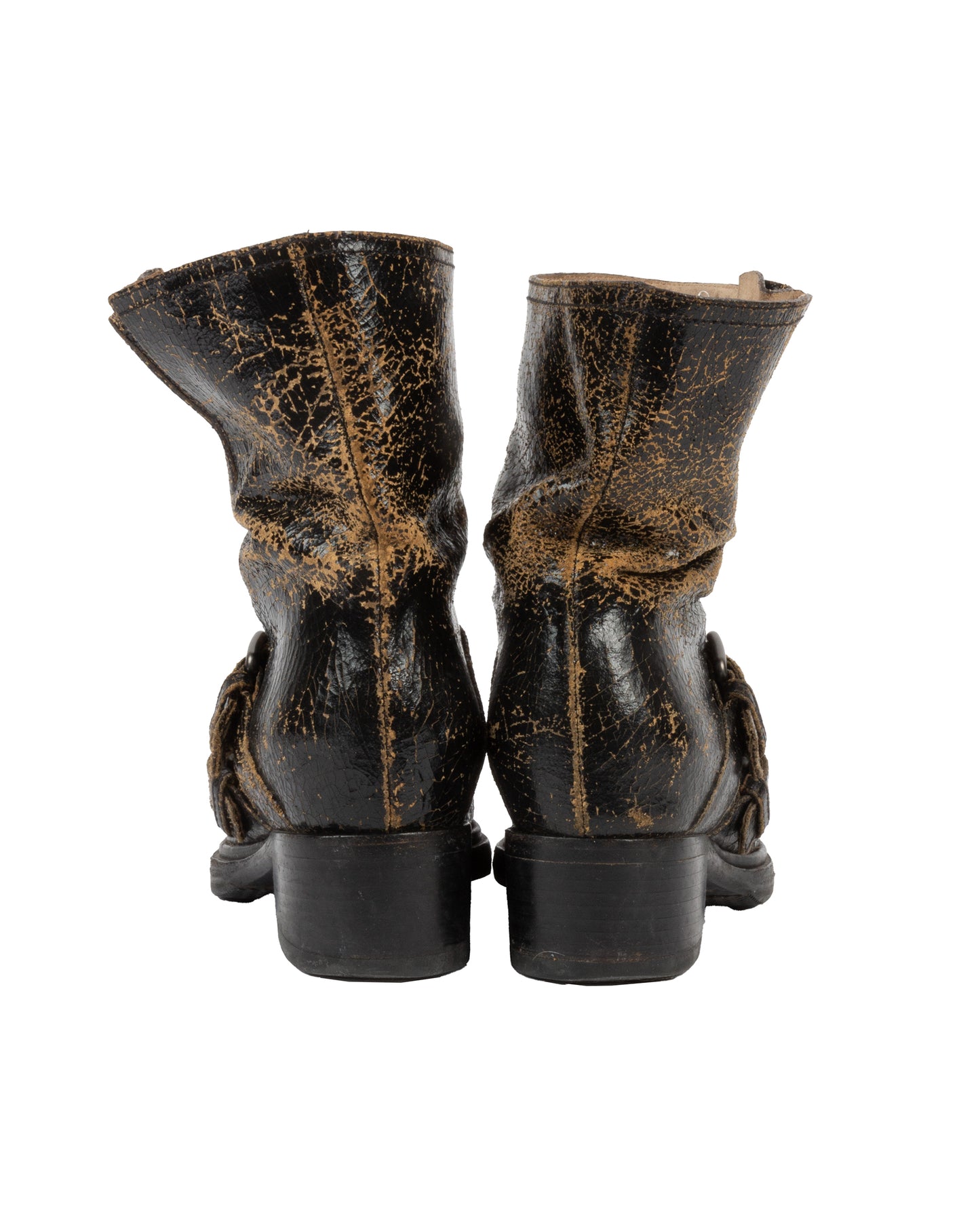 Crackle Leather Combat Boots