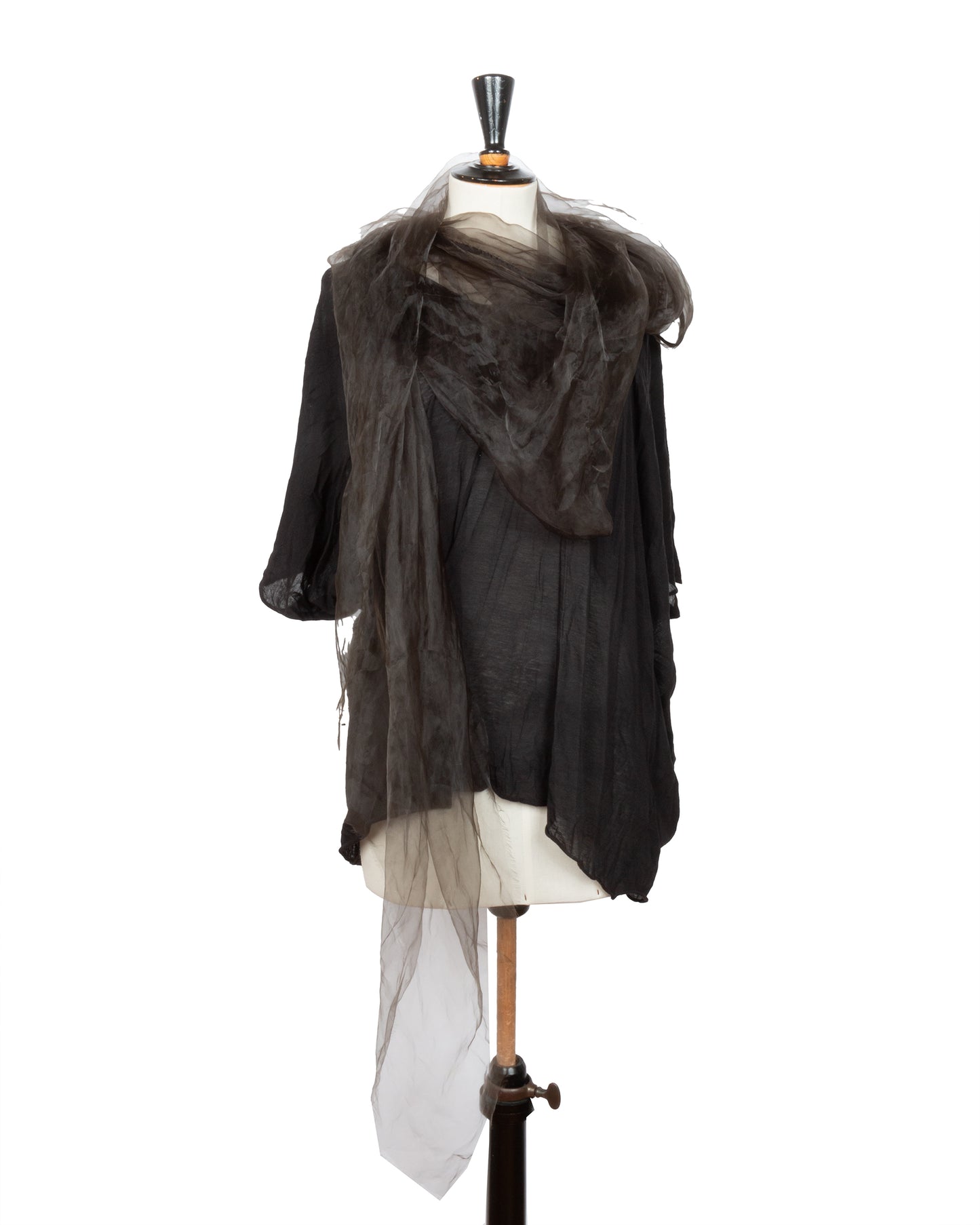 SS2022 Brown Tulle Drape Tunic Top