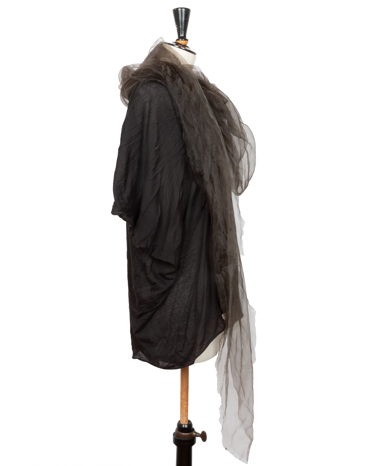 SS2022 Brown Tulle Drape Tunic Top