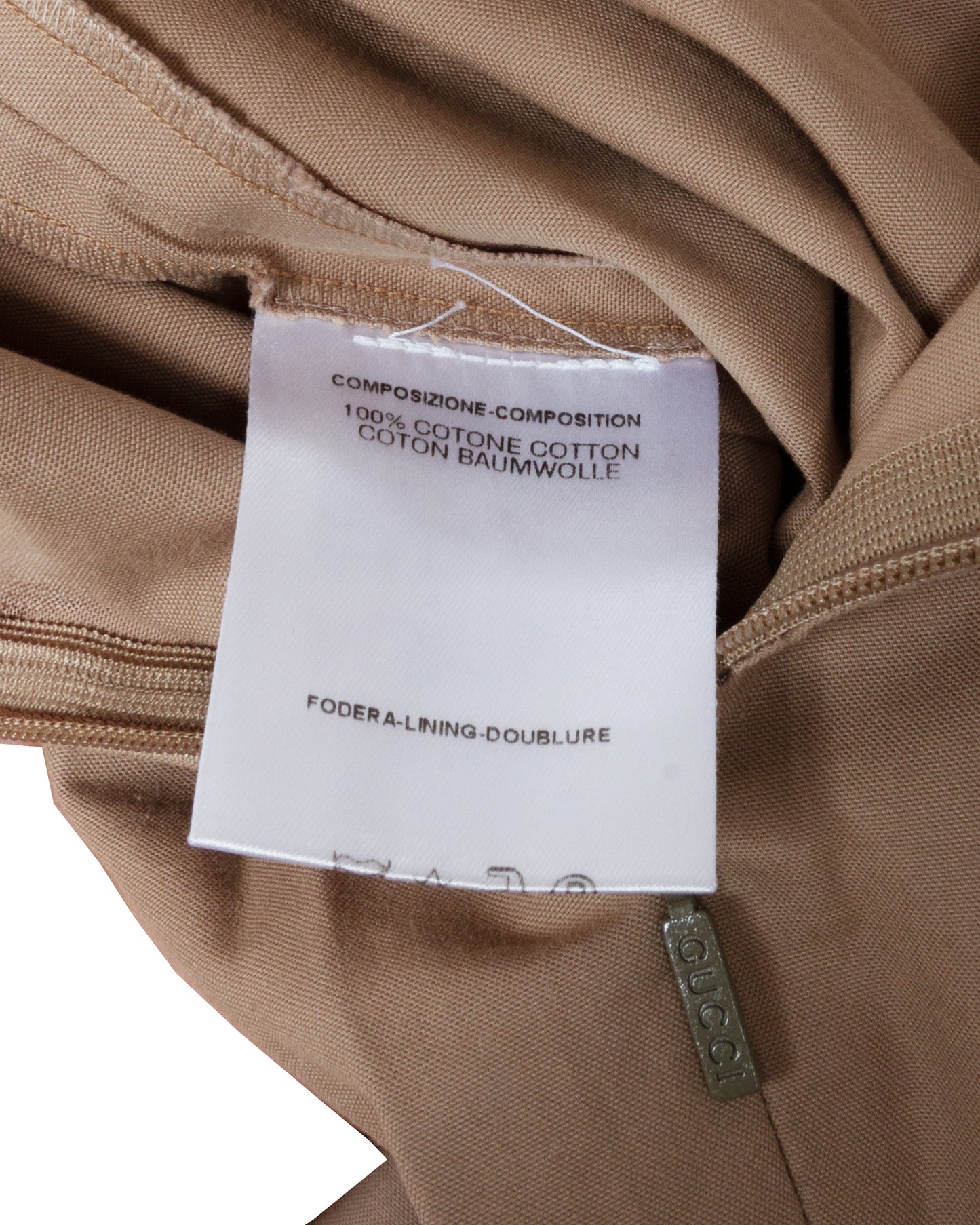 Tan Cotton Horsebit Buckle Pencil Skirt