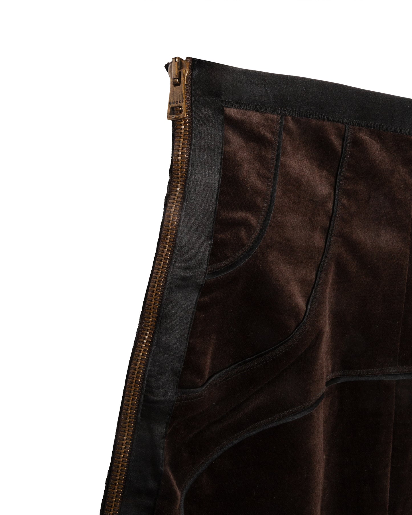 FW2003 Brown Velvet Paneled Skirt