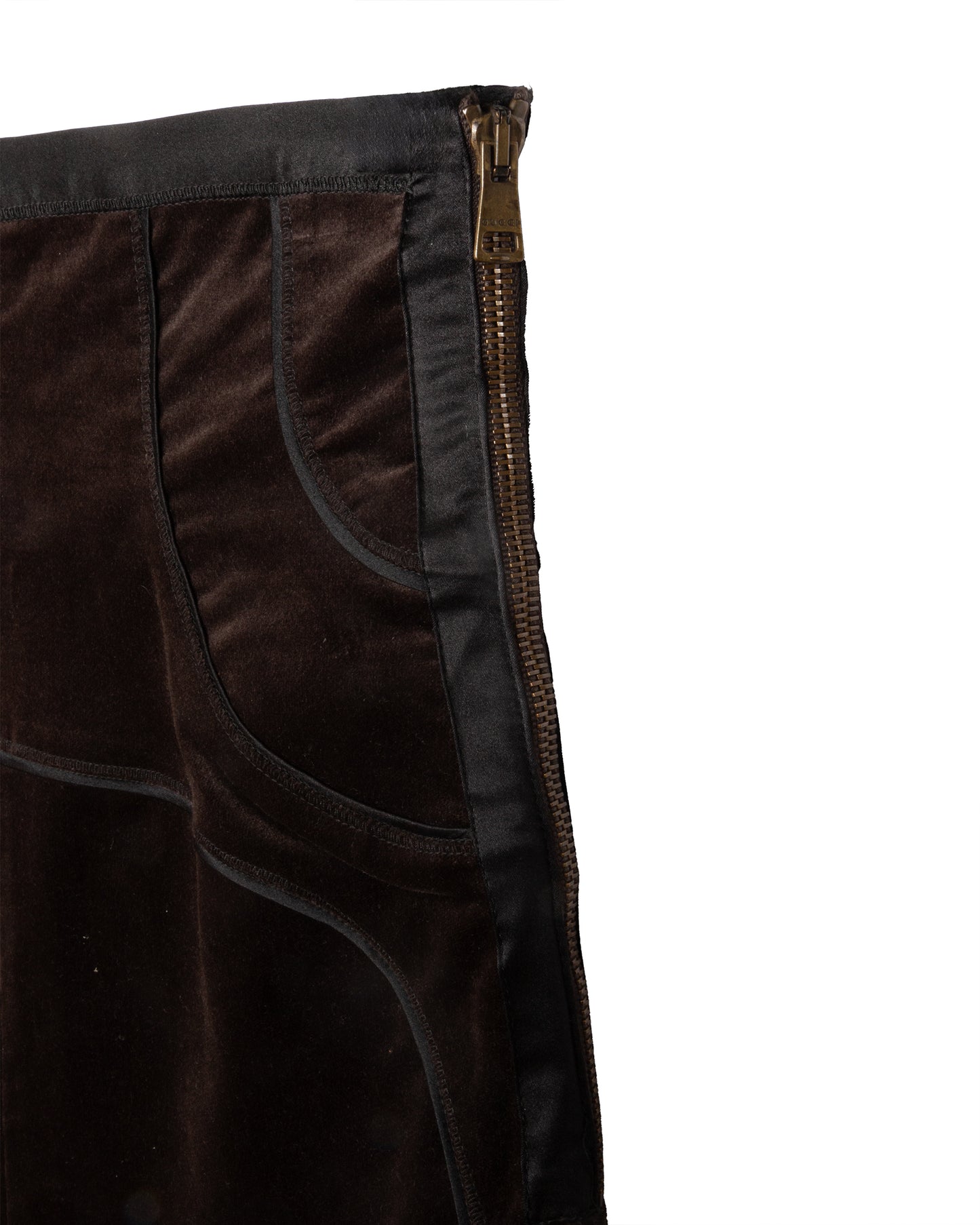 FW2003 Brown Velvet Paneled Skirt