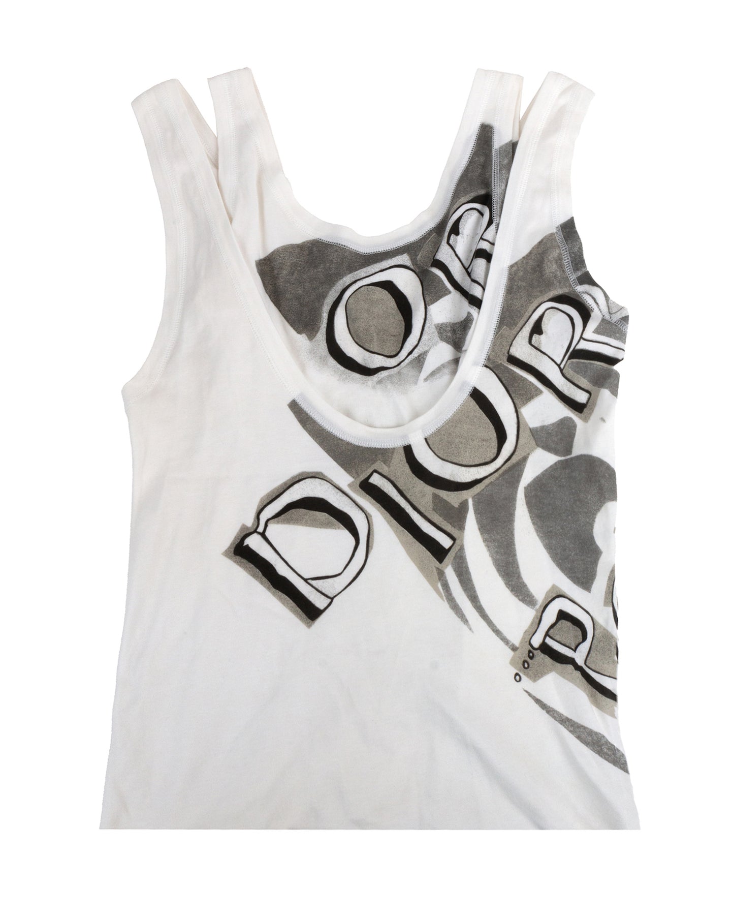Christian Dior by John Galliano SS2004 Logo Double Layer Tank Top - vothe archive - curated designer vintage