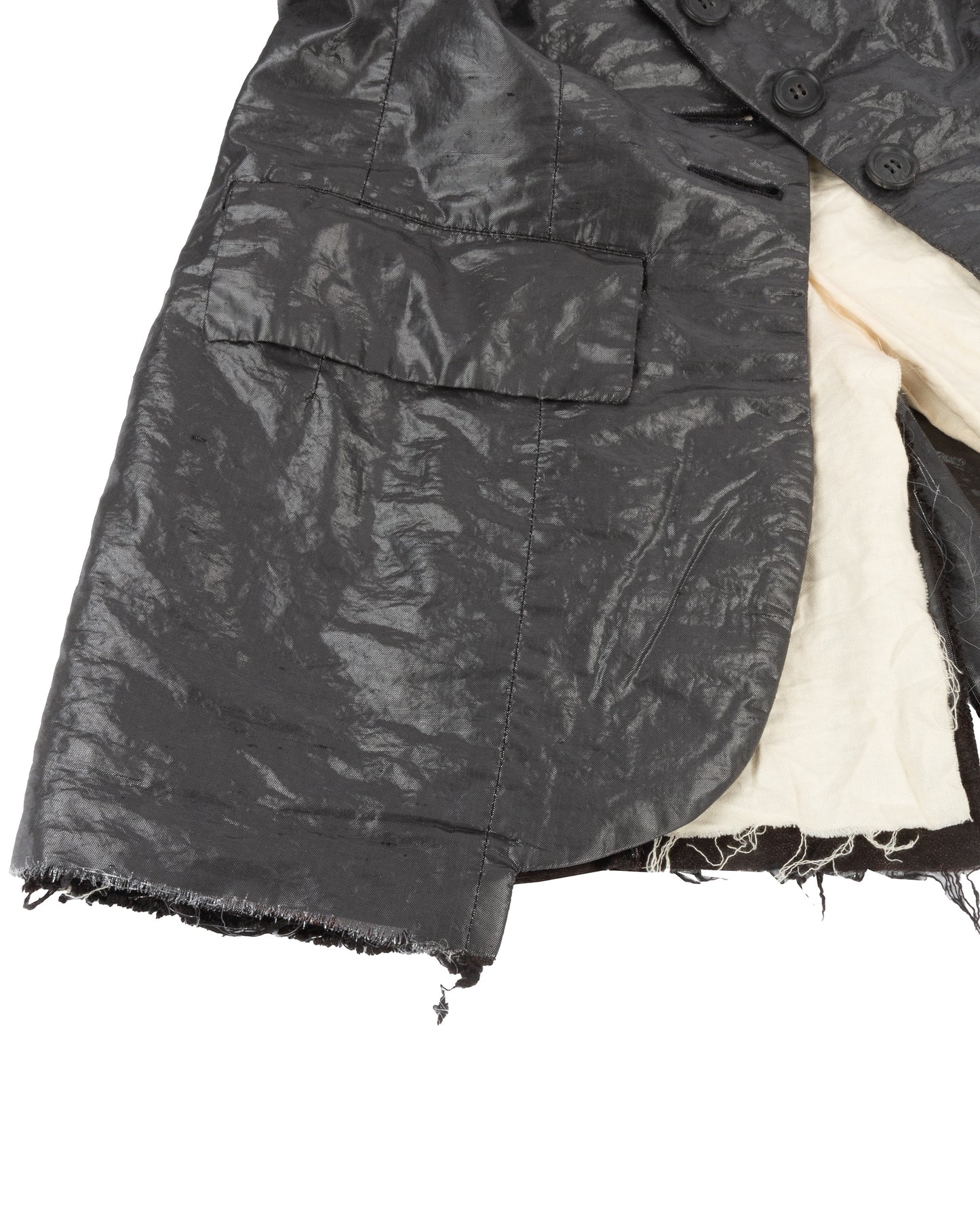 Distressed Black Silk Blend Blazer