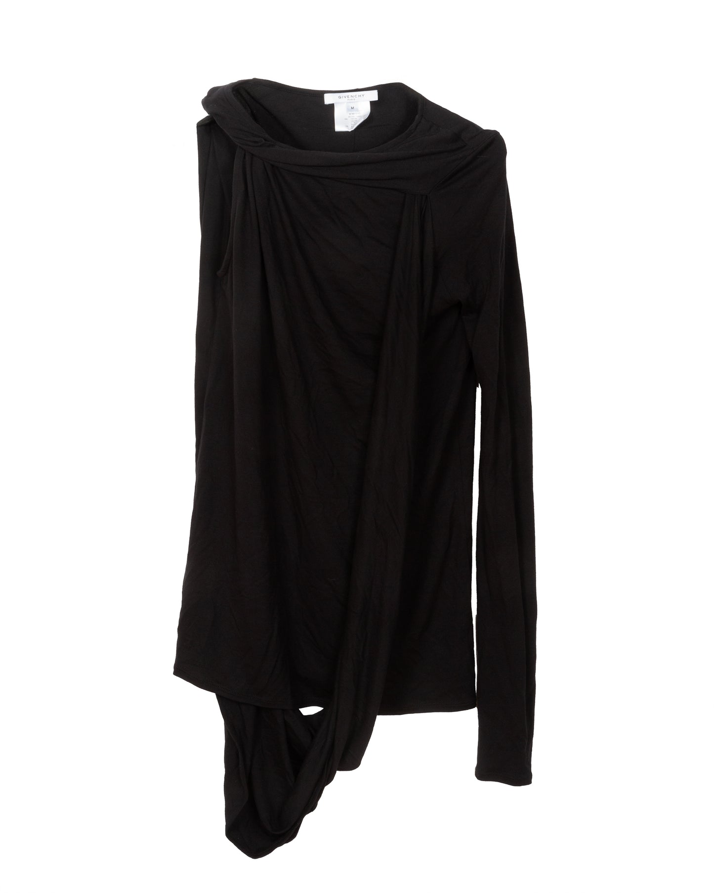 Givenchy Black Asymmetrical Long Sleeve Top - vothe archive - curated designer vintage