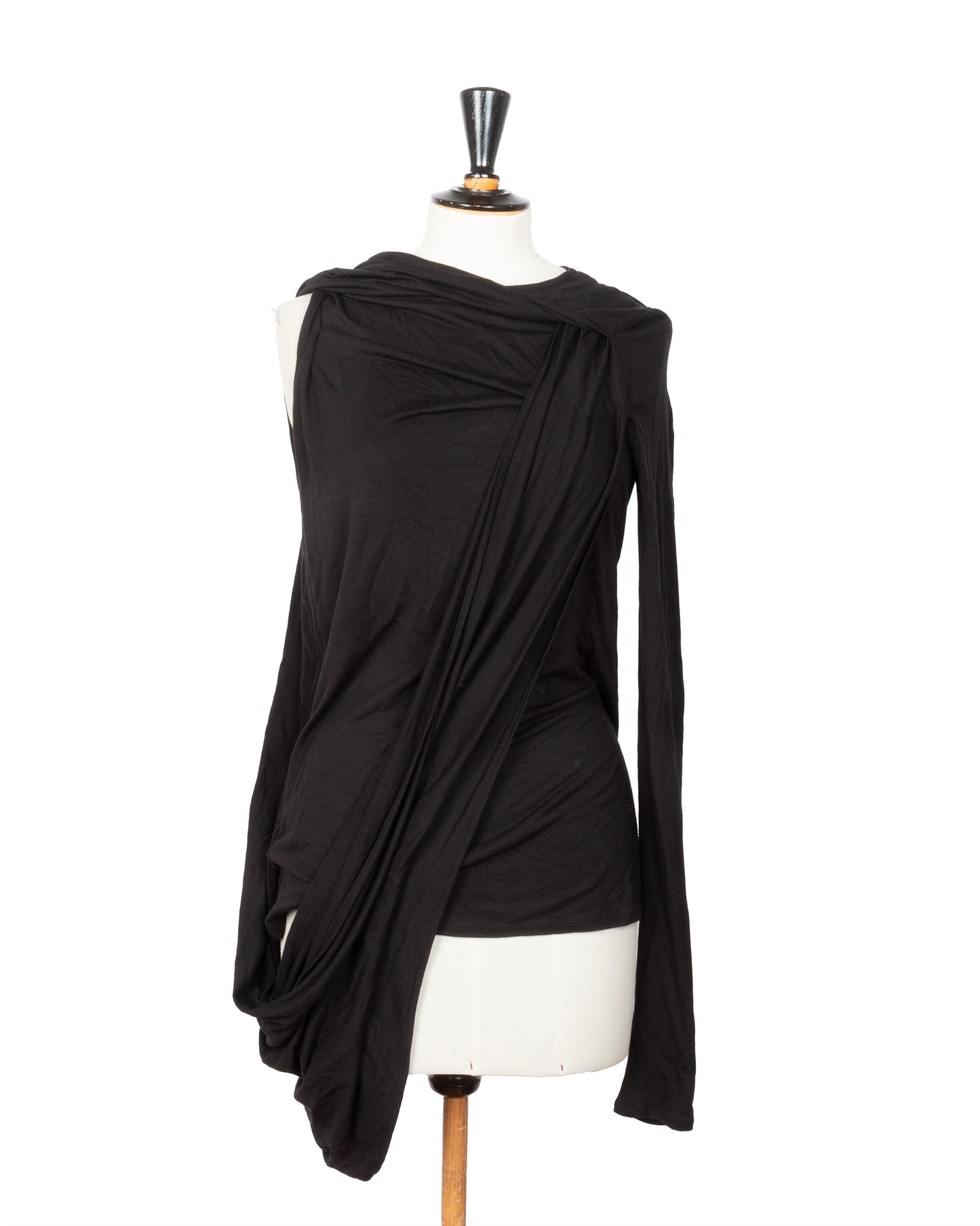 Givenchy Black Asymmetrical Long Sleeve Top - vothe archive - curated designer vintage