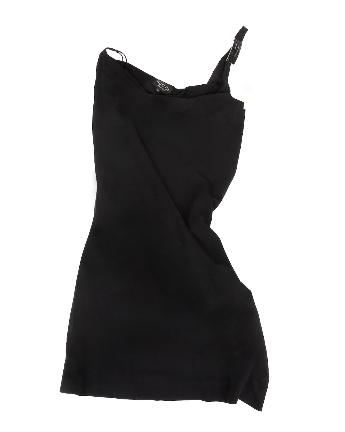 Gucci by Tom Ford 1998 Black Dress with Crystal G Buckle - vothe archive - curated designer vintage
