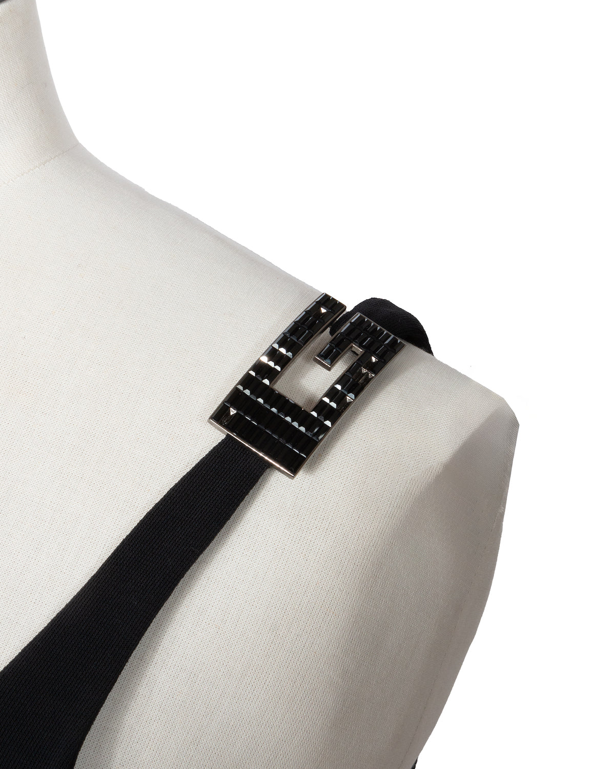 Gucci by Tom Ford 1998 Black Dress with Crystal G Buckle - vothe archive - curated designer vintage
