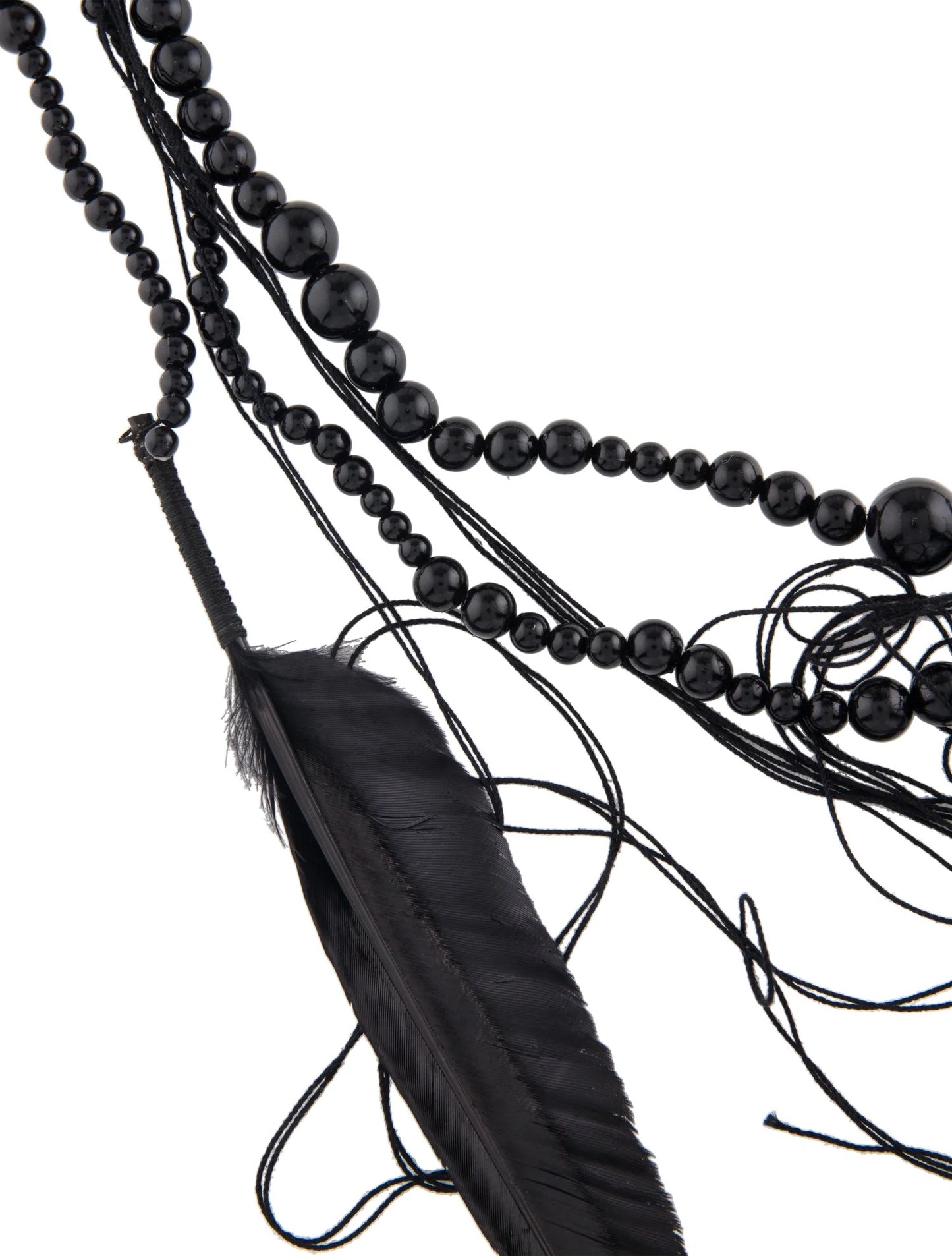 Black Feather Wrap Necklace