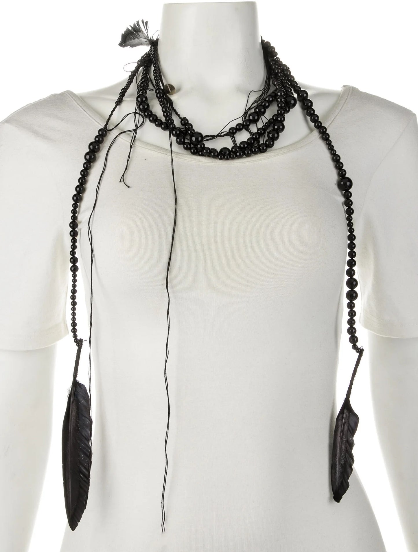 Black Feather Wrap Necklace