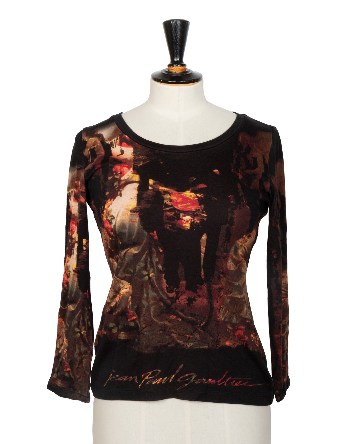 Jean Paul Gaultier Black Painterly Print Long-Sleeve Top - vothe archive - curated designer vintage