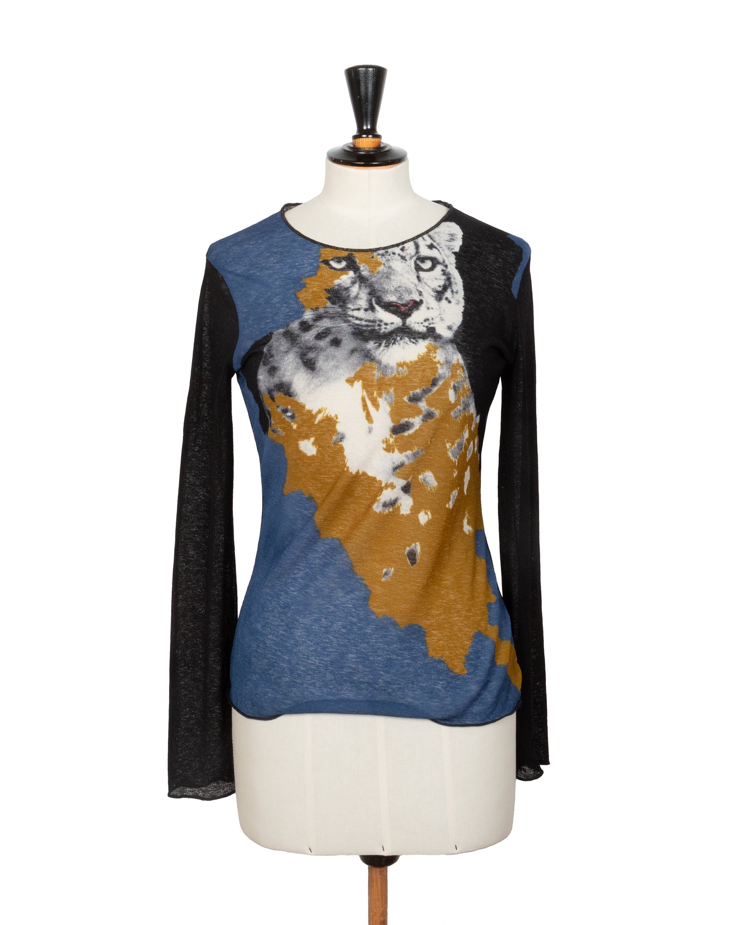 Jean Paul Gaultier Leopard Print Semi-Sheer Wool Top - vothe archive - curated designer vintage