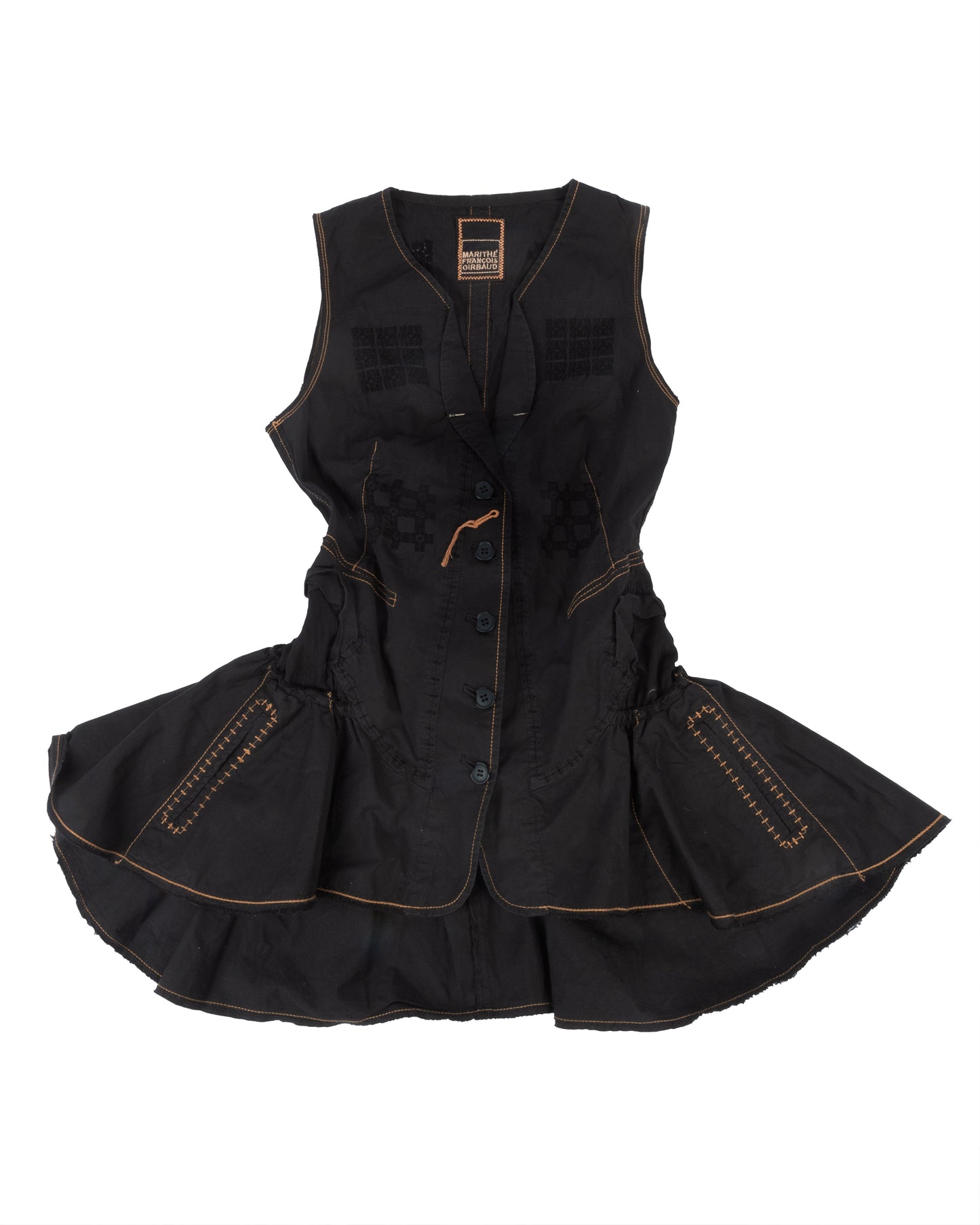 Marithé + François Girbaud Ruffled Vest Top - vothe archive - curated designer vintage