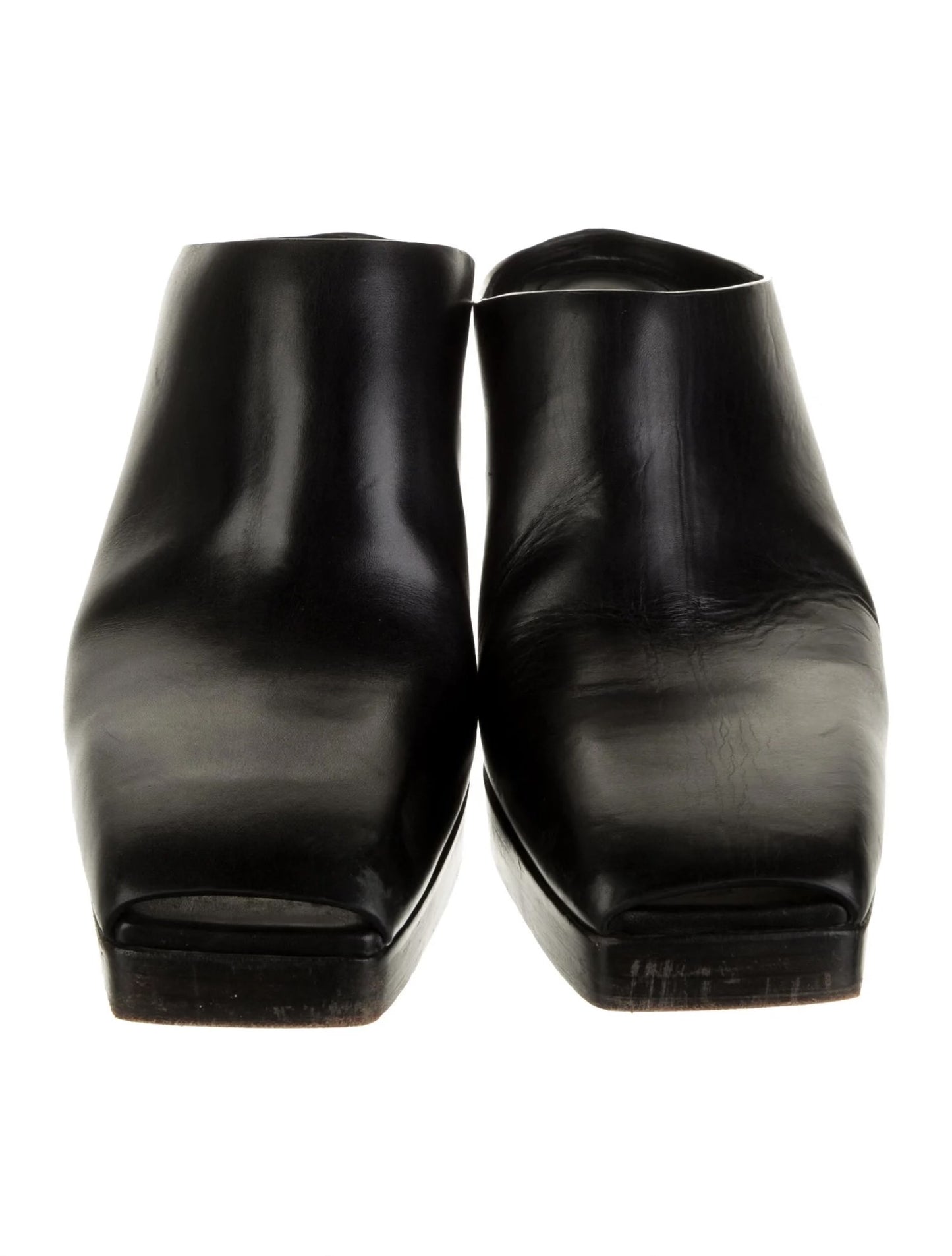 Black Leather Mules with Clear Heel