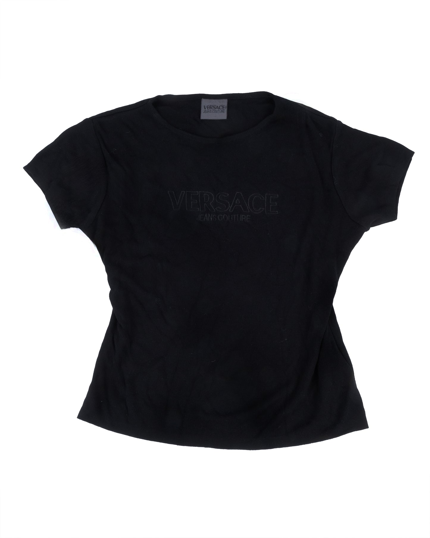 Versace Jeans Couture Black Ribbed T-Shirt - vothe archive - curated designer vintage