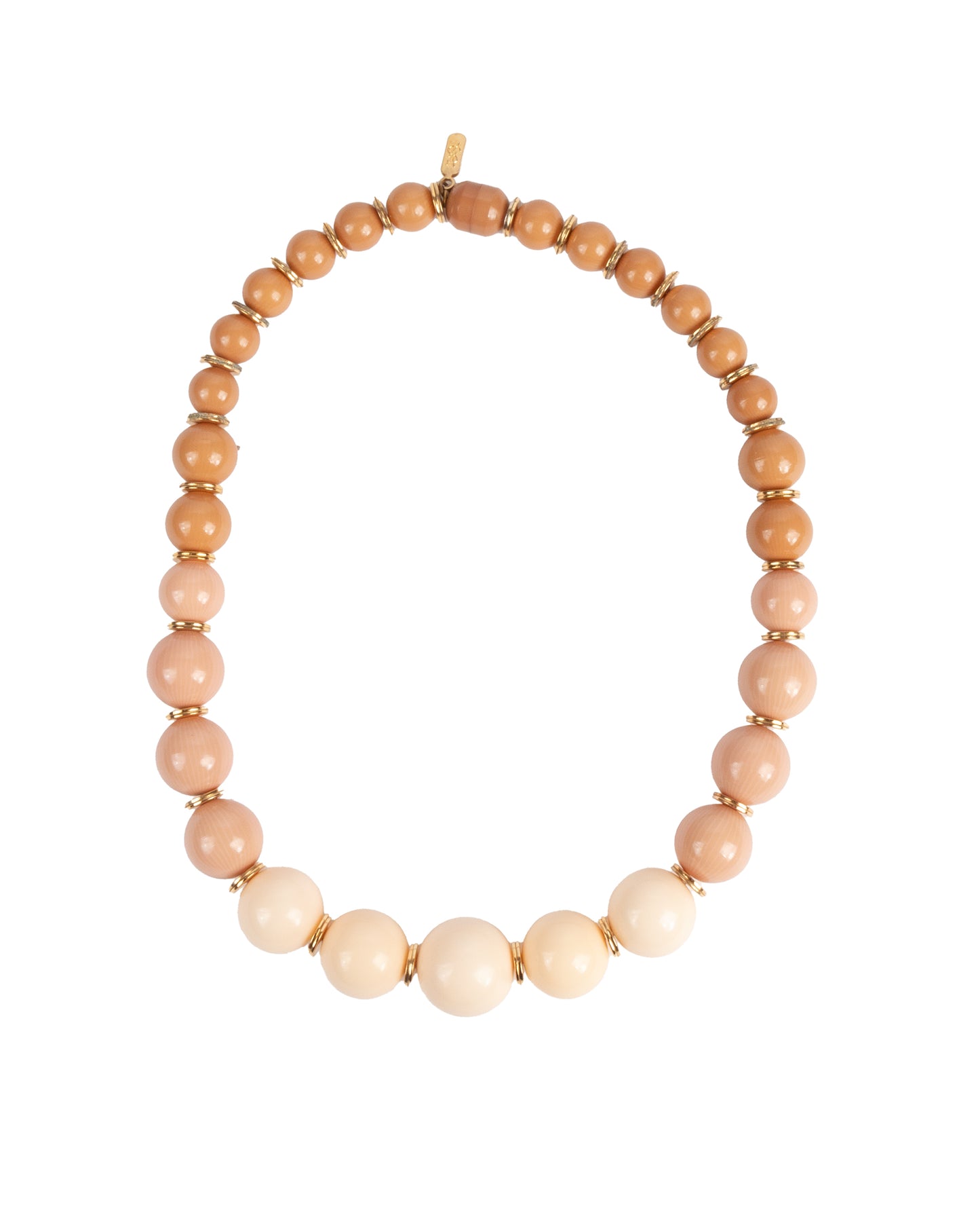 Yves Saint Laurent Beige Graduated Bead Necklace - vothe archive - curated designer vintage