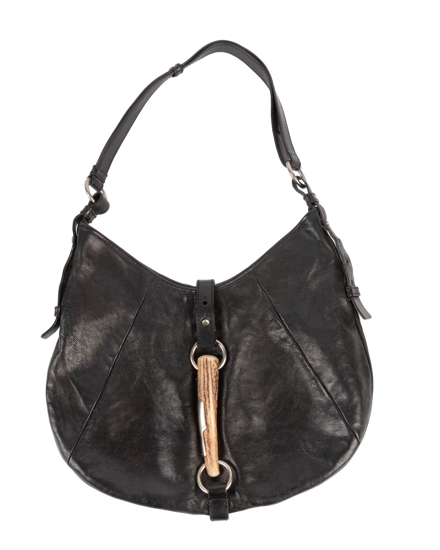 Yves Saint Laurent Black Mombasa Bag with Beige Horn - vothe archive - curated designer vintage