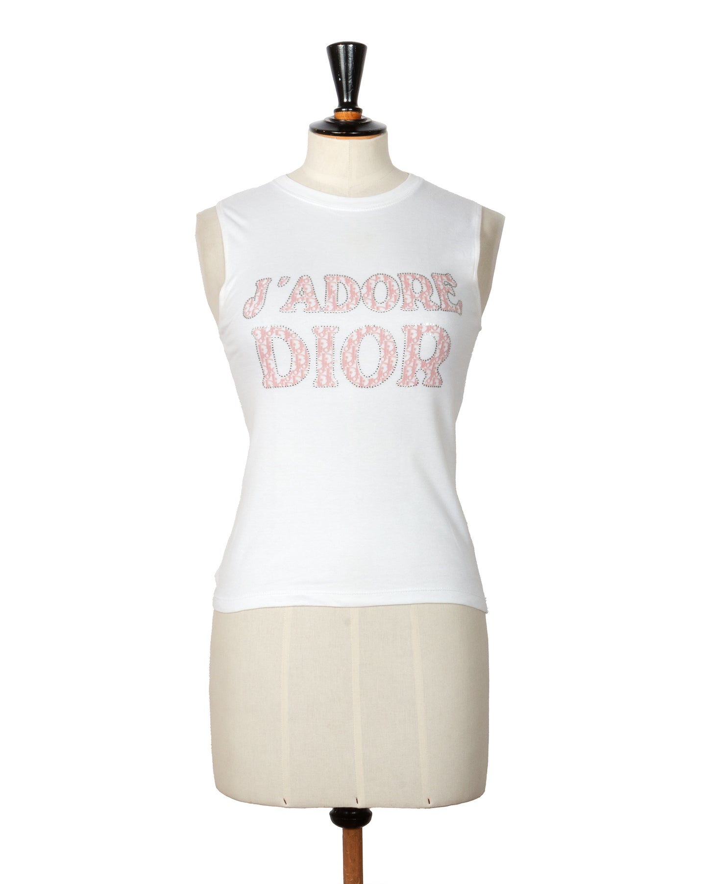 J'ADORE DIOR Pink Rhinestone Tank Top