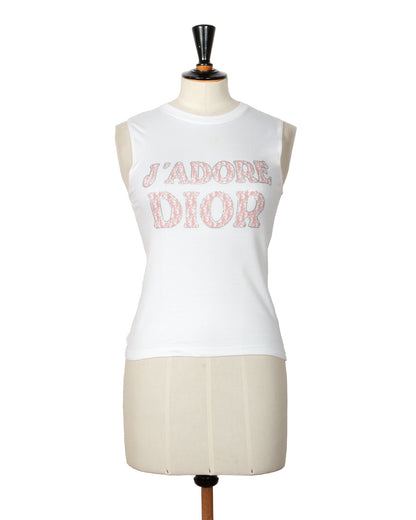 J'ADORE DIOR Pink Rhinestone Tank Top