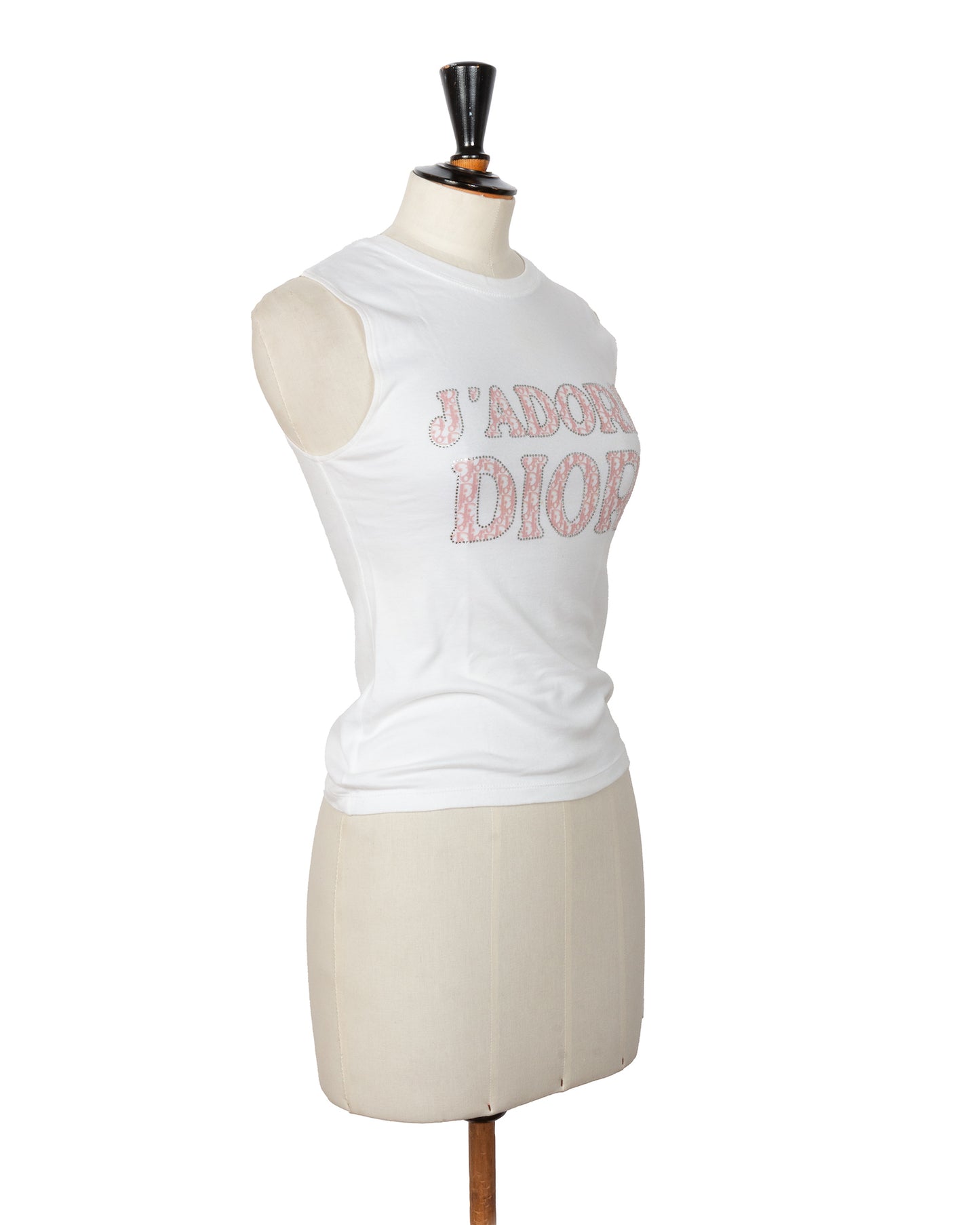 J'ADORE DIOR Pink Rhinestone Tank Top